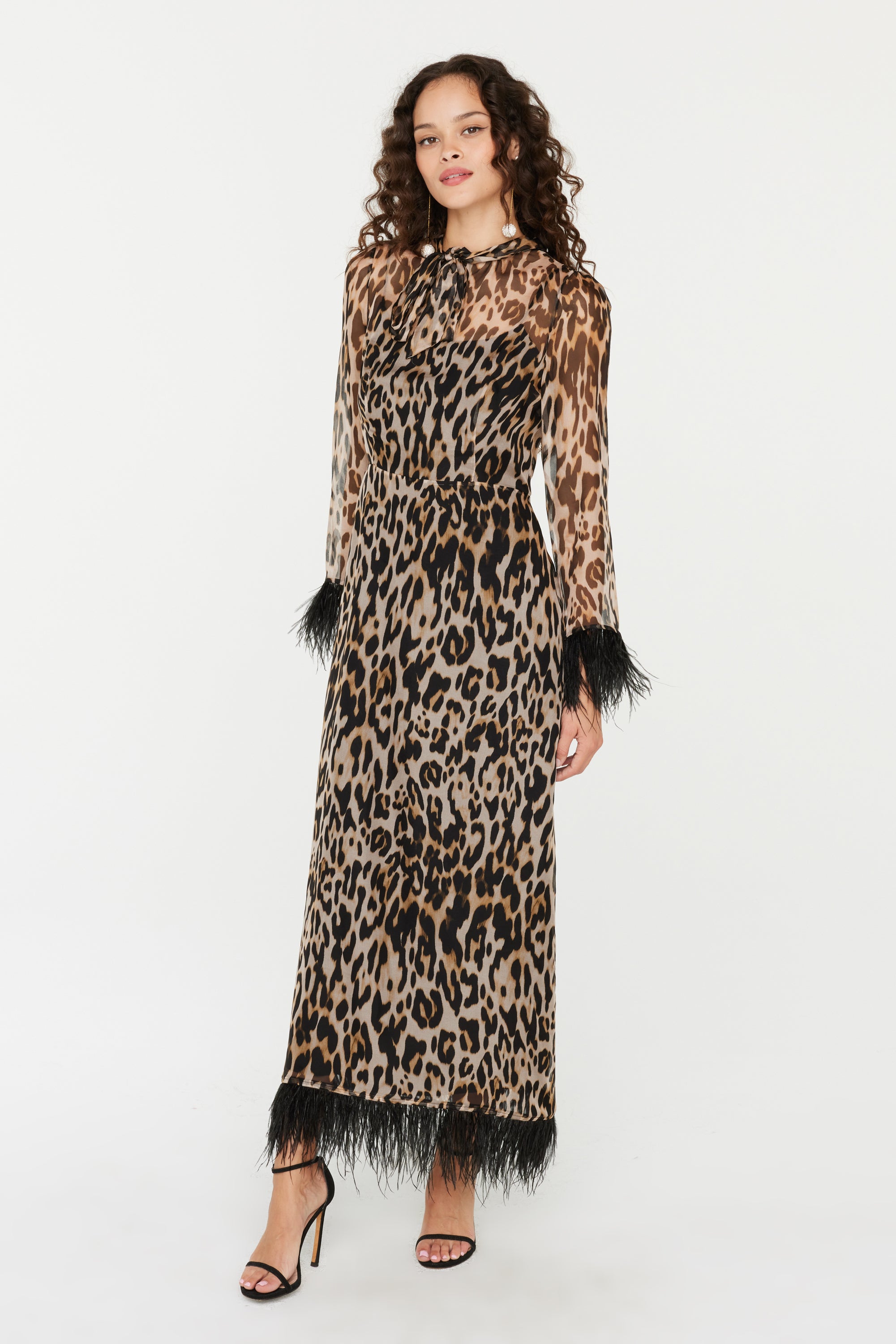 Elisa Bow Dress w. Feather - Leopard 6 / Leopard Elisa Bow Dress w. Feather - Leopard 6 / Leopard