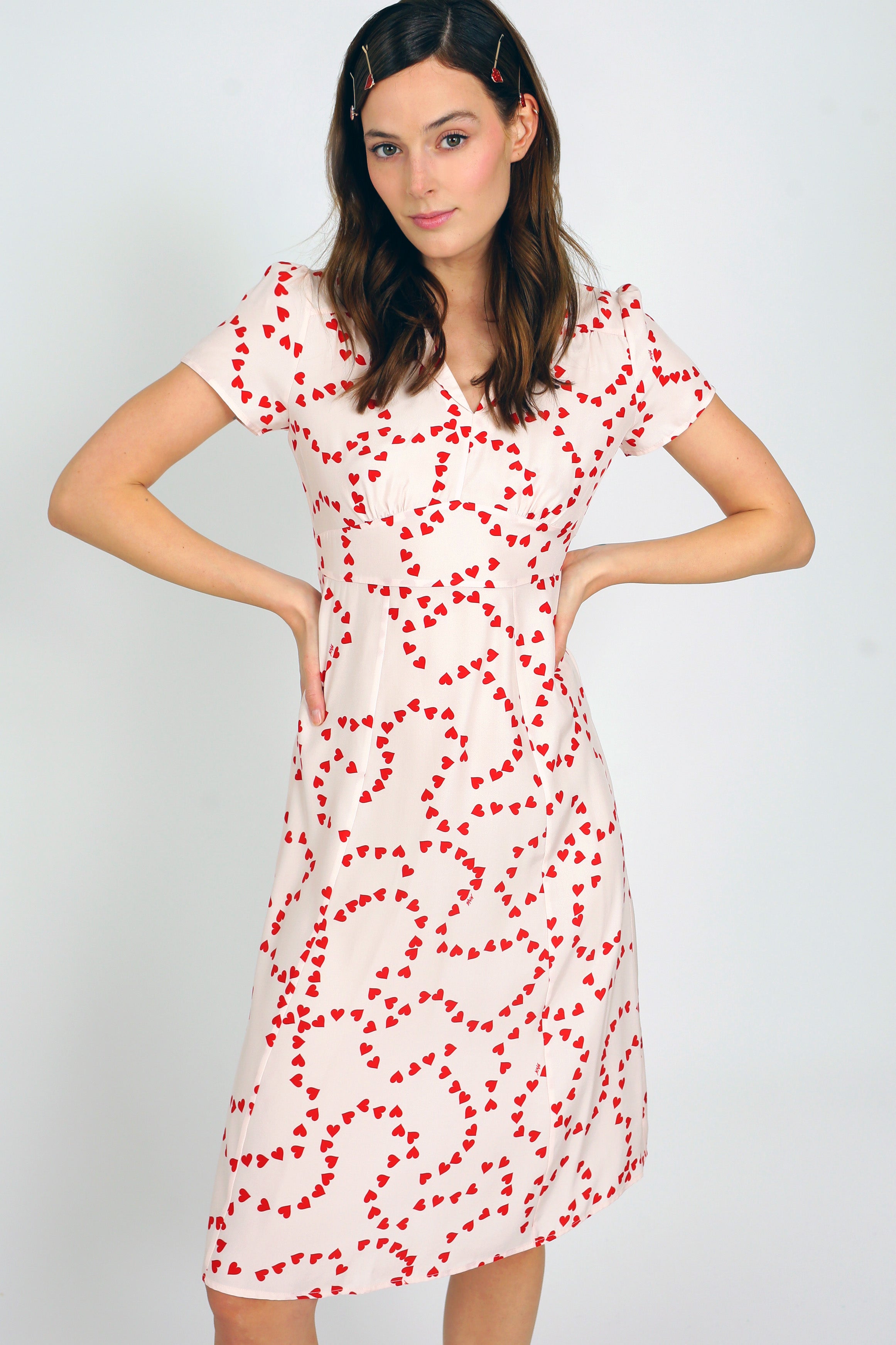 hvn morgan string of hearts silk midi dress Long Paula Dress