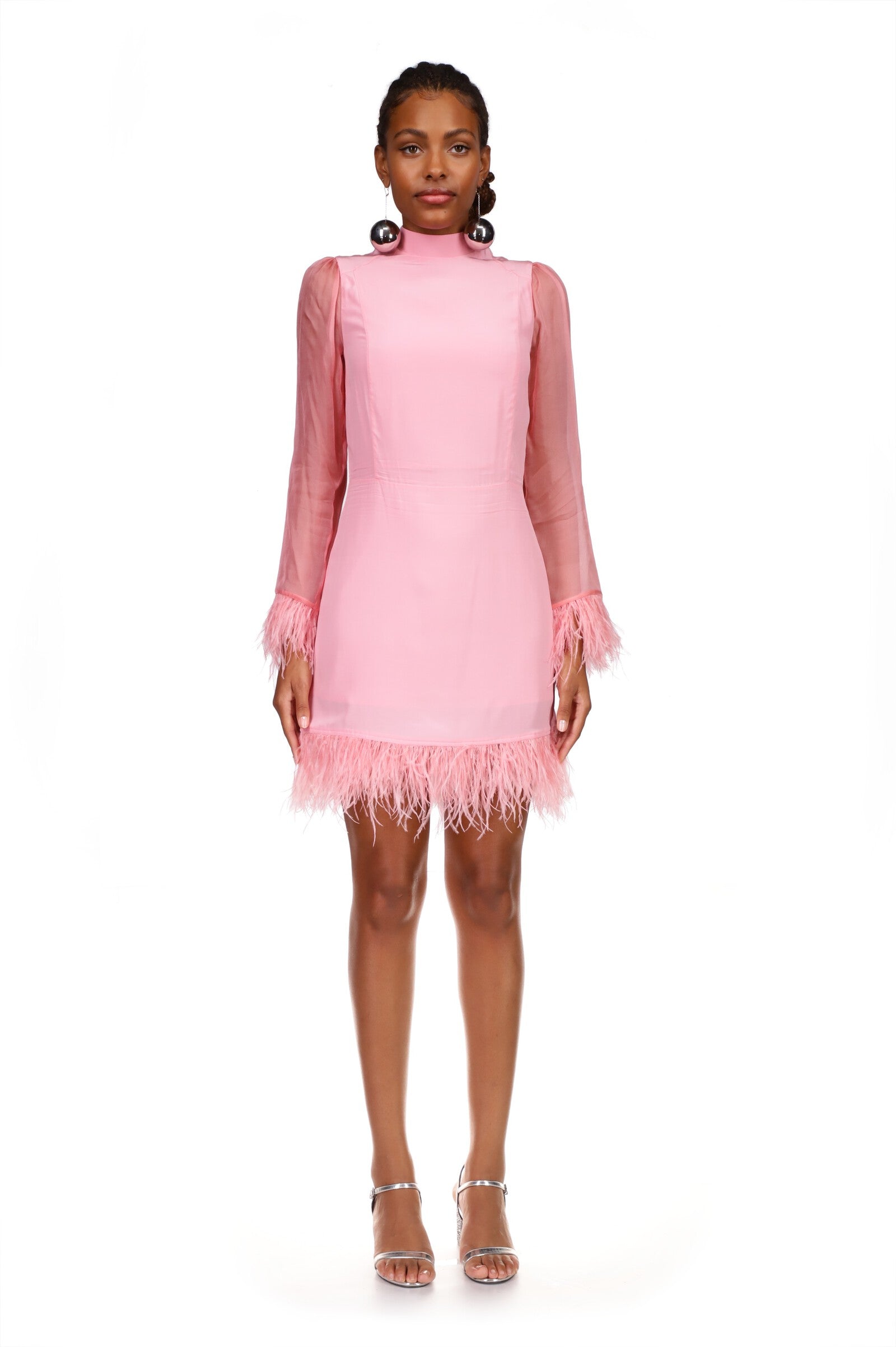 Tate Dress w. Feather Trim - Pink HVN Tate Dress w. Feather Trim - Pink HVN