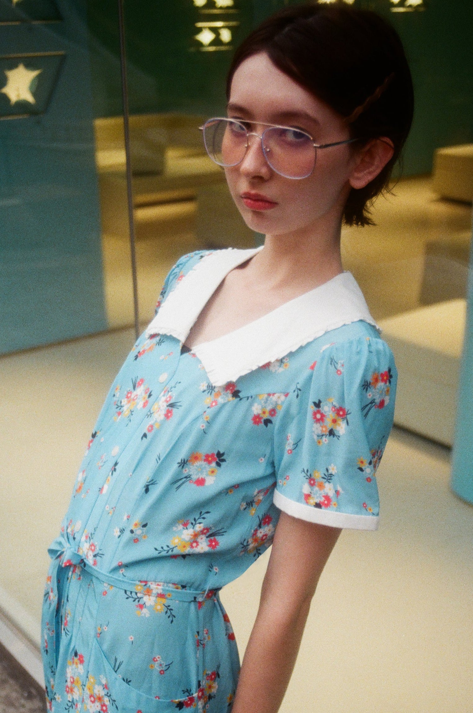 【I AM MARI】Vient Collar Wrap Puffed Sleeved Flared Dress Puff Sleeve Tulle Flare Dress | Dia & Co