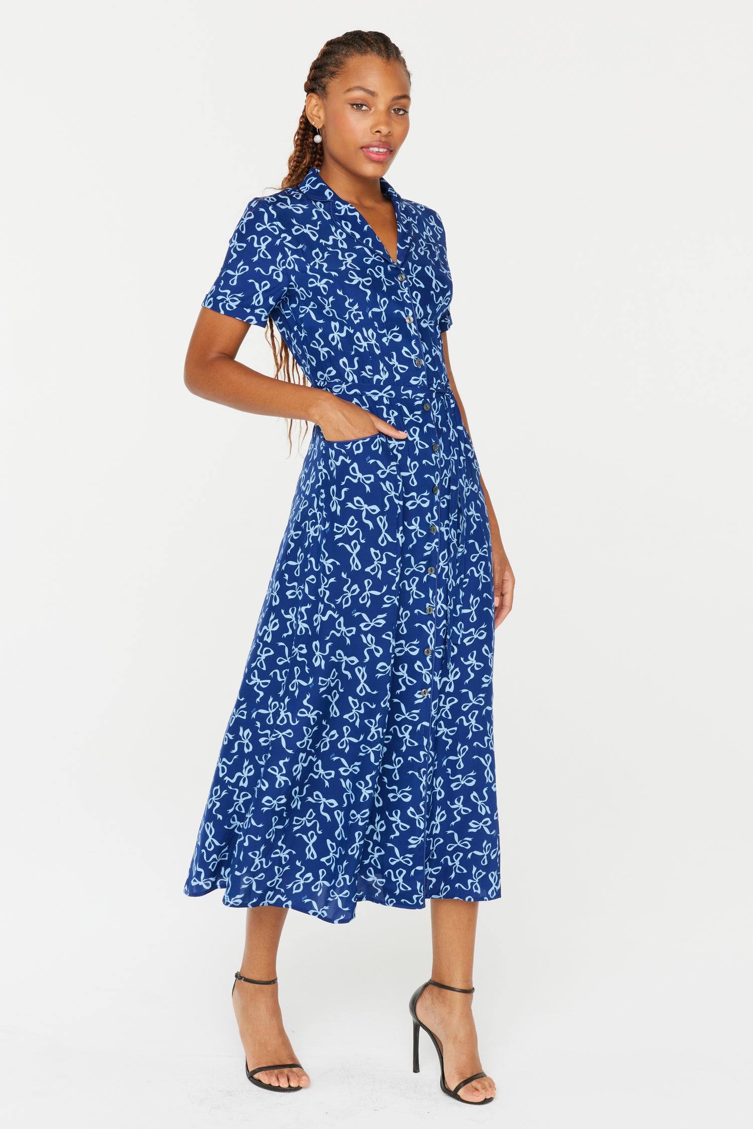 Long Maria Dress - Blue Bows HVN Long Maria Dress - Blue Bows HVN