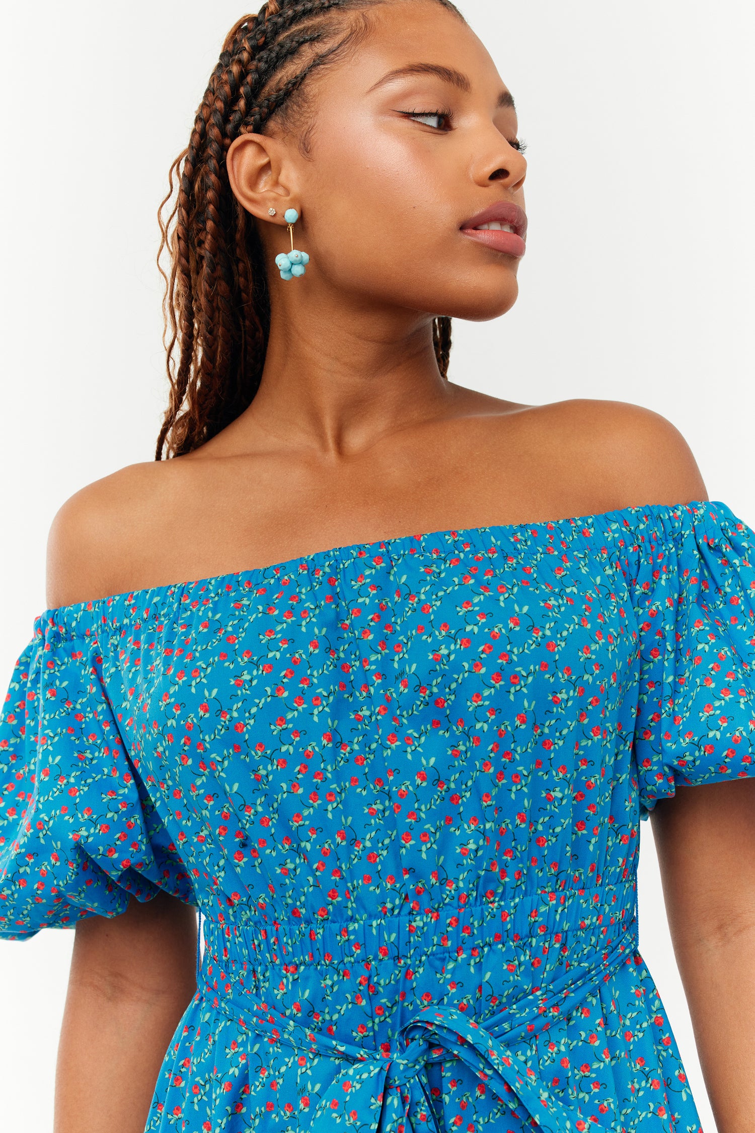 sleeve dress blue Madison Off the Shoulder Dress