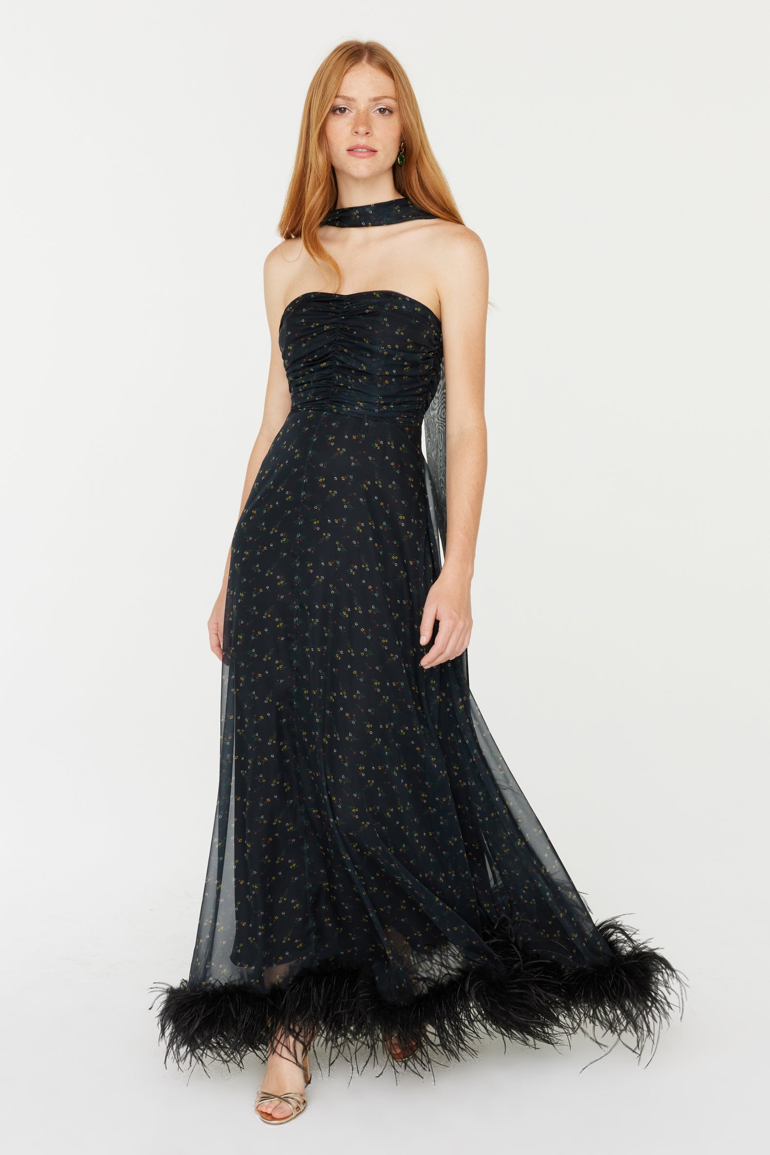 formal dresses with neck scarf La Divine 7454 Satin Gown One Shoulder Attached Wrap-Around Wrap Skirt Slit Burgundy / 16 Strapless neckline 3 ways to style a