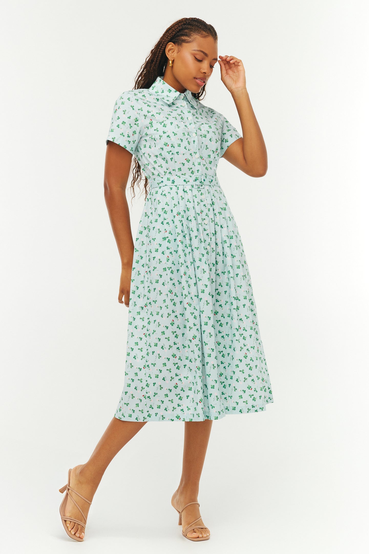 未使用 25AW TIMEWORN CLOTHING DRESS CAP Kristin Cotton Button Down Dress - Clover – HVN