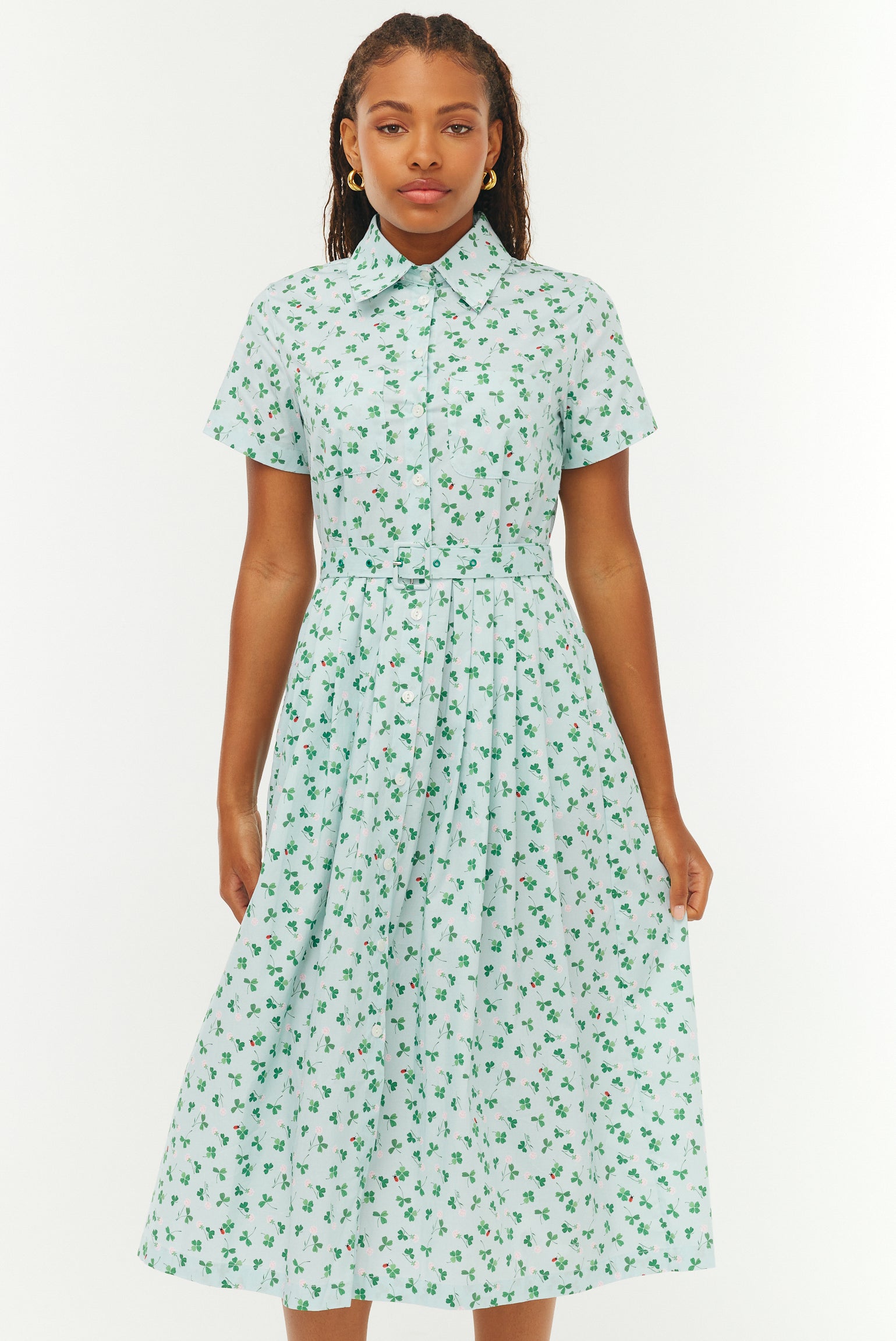 Kristin Cotton Button Down Dress - Clover – HVN
