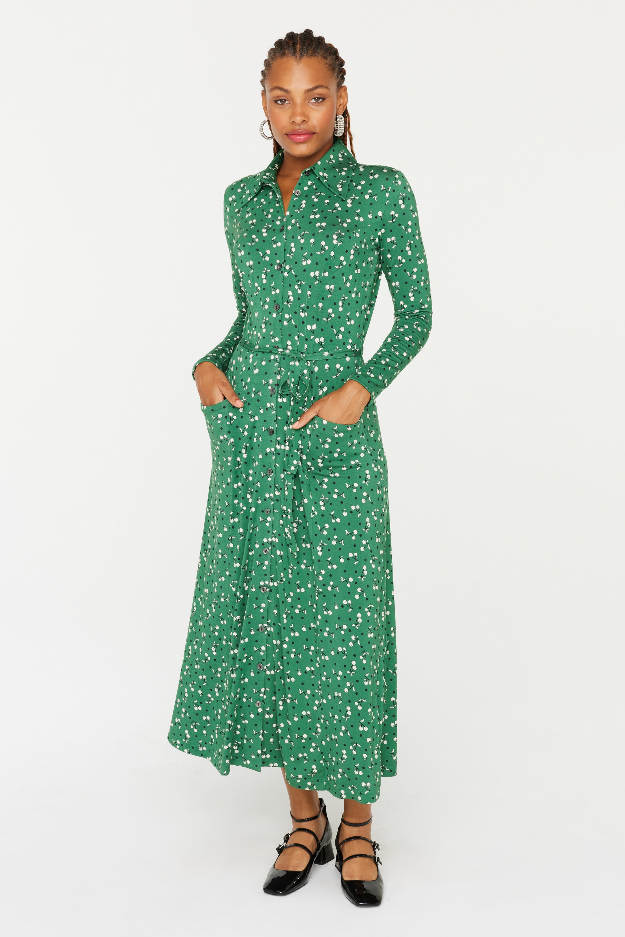 Ava Jersey Long Sleeve Dress - Green Cherry – HVN