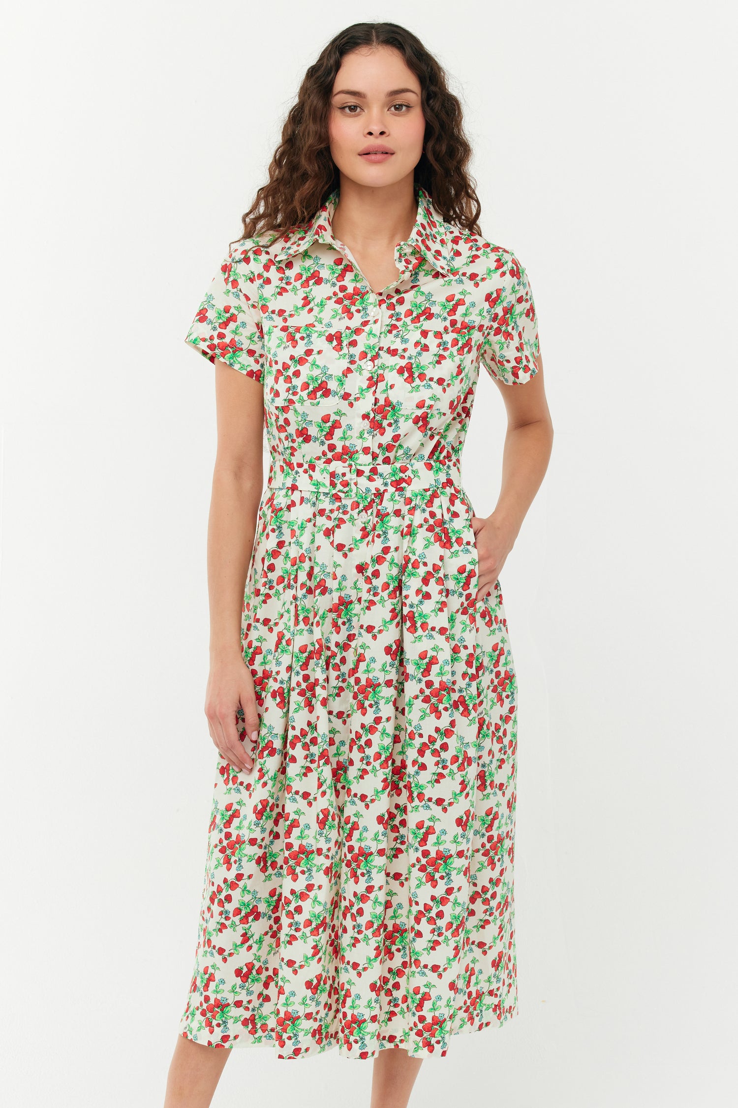 Kristin Cotton Button Down Dress - Strawberry Vine 10 / Strawberry Vine Kristin Cotton Button Down Dress - Strawberry Vine 10 / Strawberry Vine
