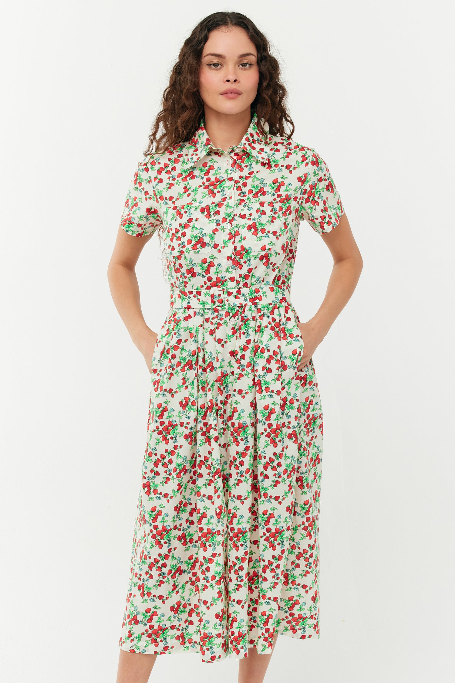 Kristin Cotton Button Down Dress - Strawberry Vine 10 / Strawberry Vine Kristin Cotton Button Down Dress - Strawberry Vine 10 / Strawberry Vine