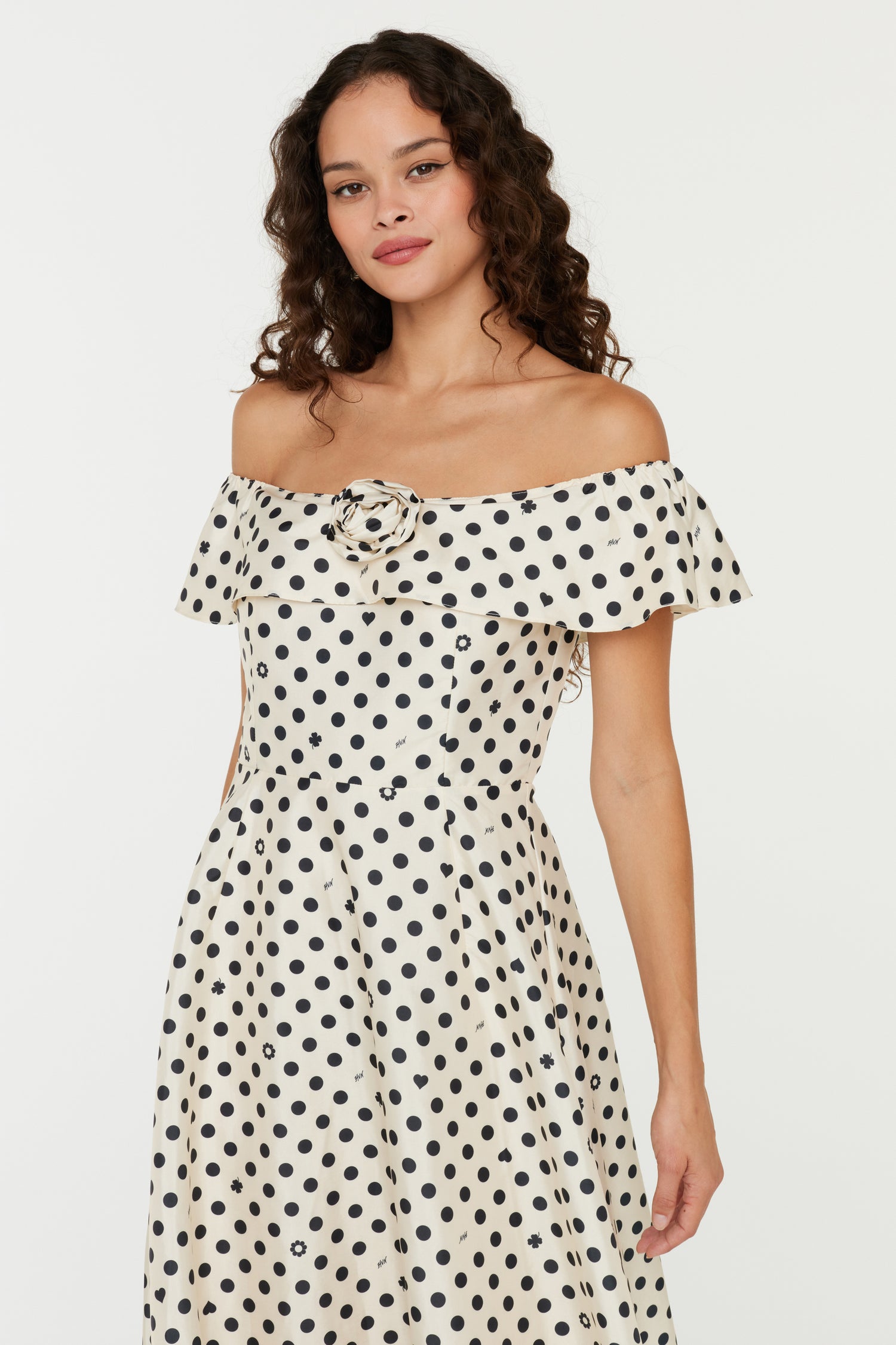 Isabella Dress w. Bow - Black & White Polka Dot 8 / Black & White Polka Dot Isabella Dress w. Bow - Black & White Polka Dot 8 / Black & White Polka Dot