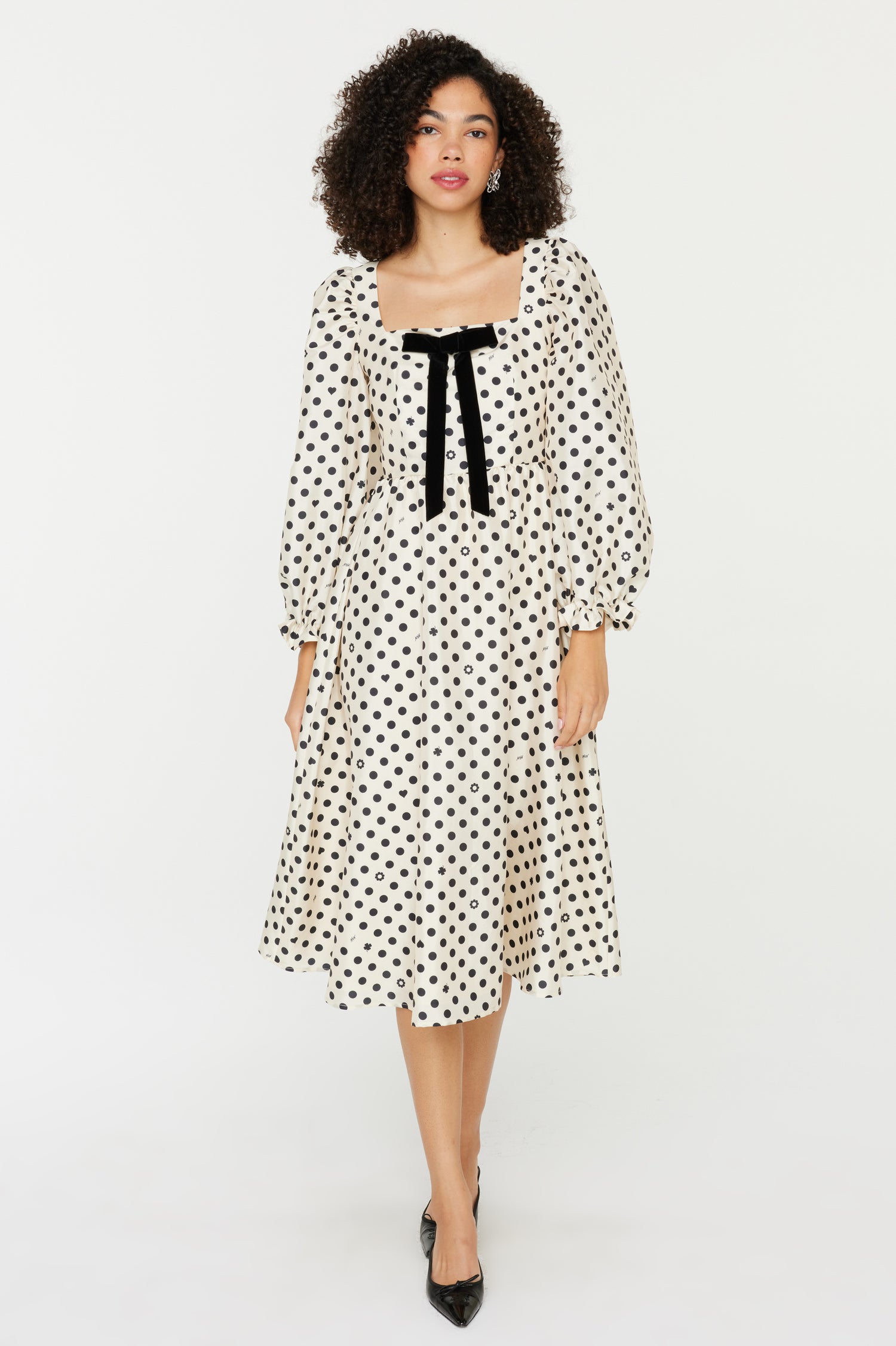 Georgia Dress W. Bow - Black & White Polka Dot 0 / Black & White Polka Dot Georgia Dress W. Bow - Black & White Polka Dot 0 / Black & White Polka Dot