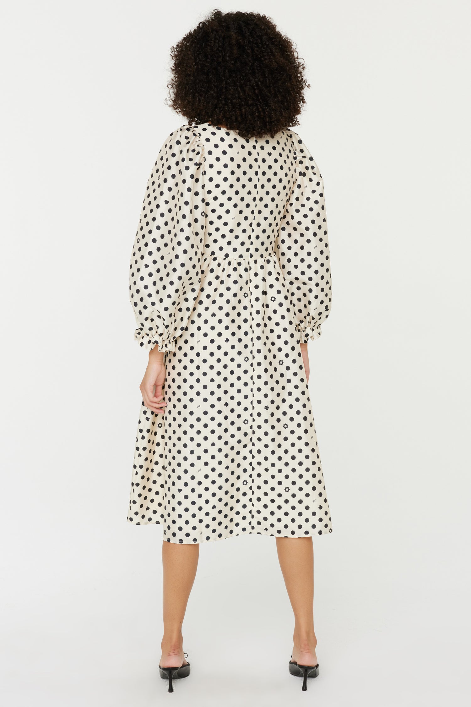 Georgia Dress w. Bow - Black & White Polka Dot HVN Georgia Dress w. Bow - Black & White Polka Dot HVN