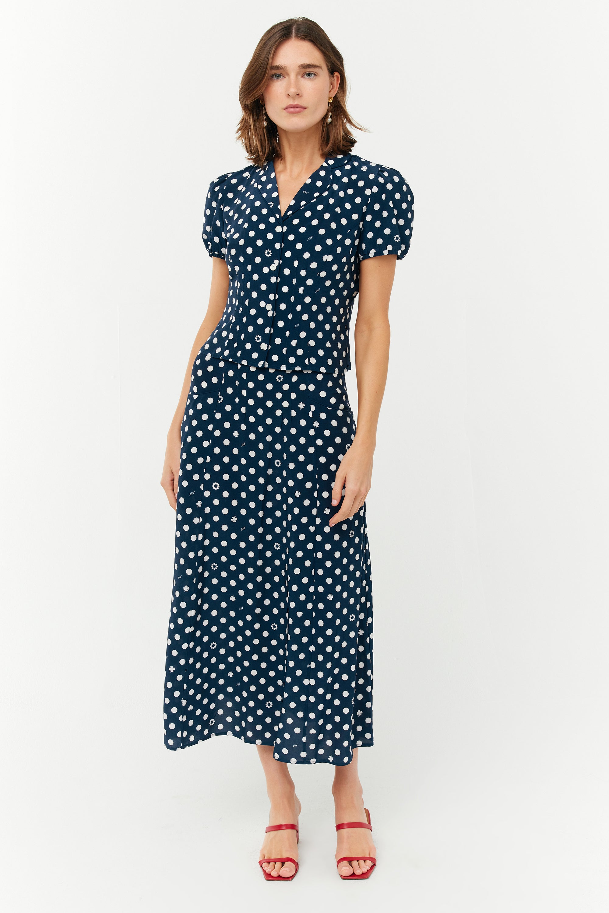 Sophie Skirt Set - Navy Charm Polka Dot – HVN