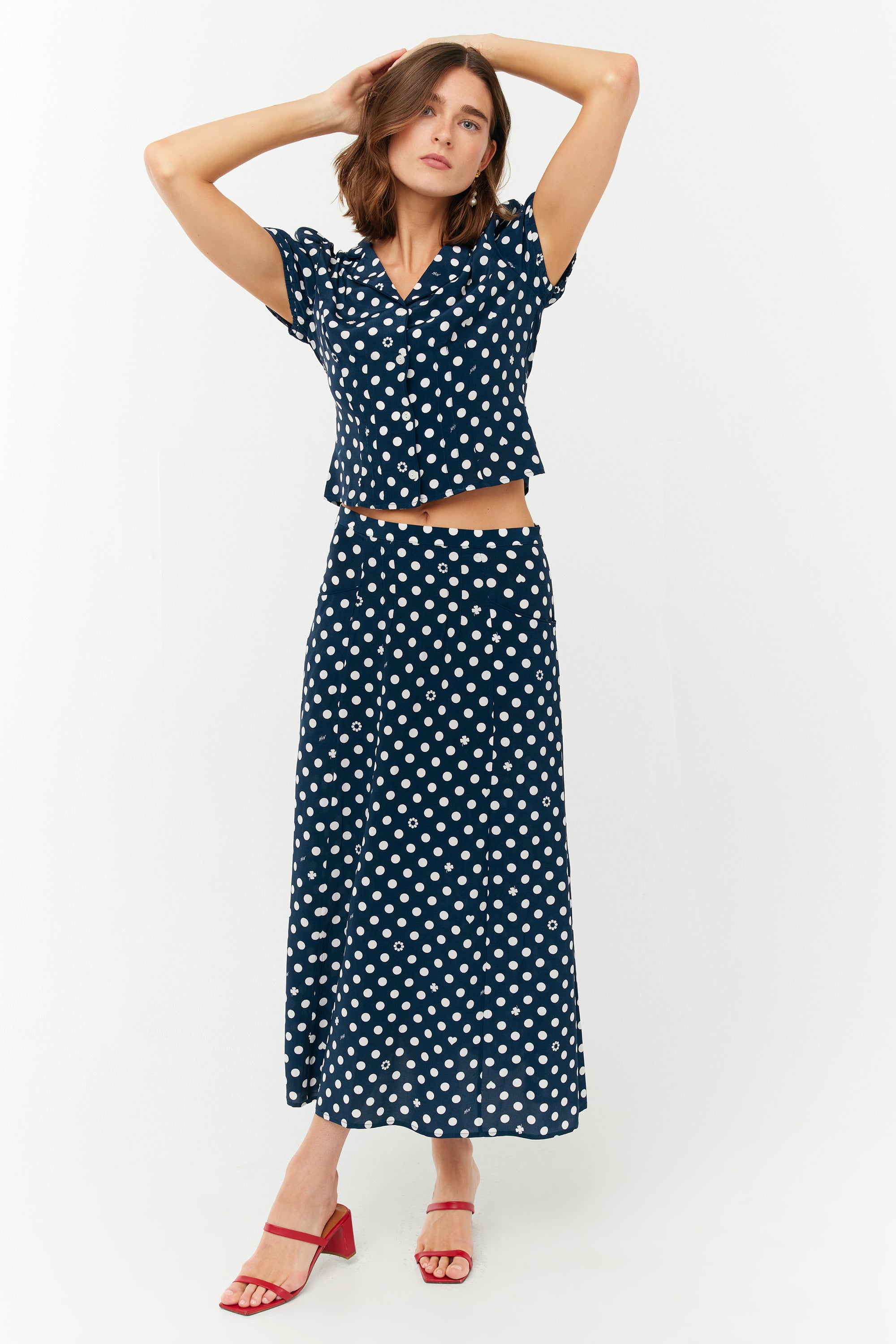 Sophie Skirt Set - Navy Charm Polka Dot – HVN