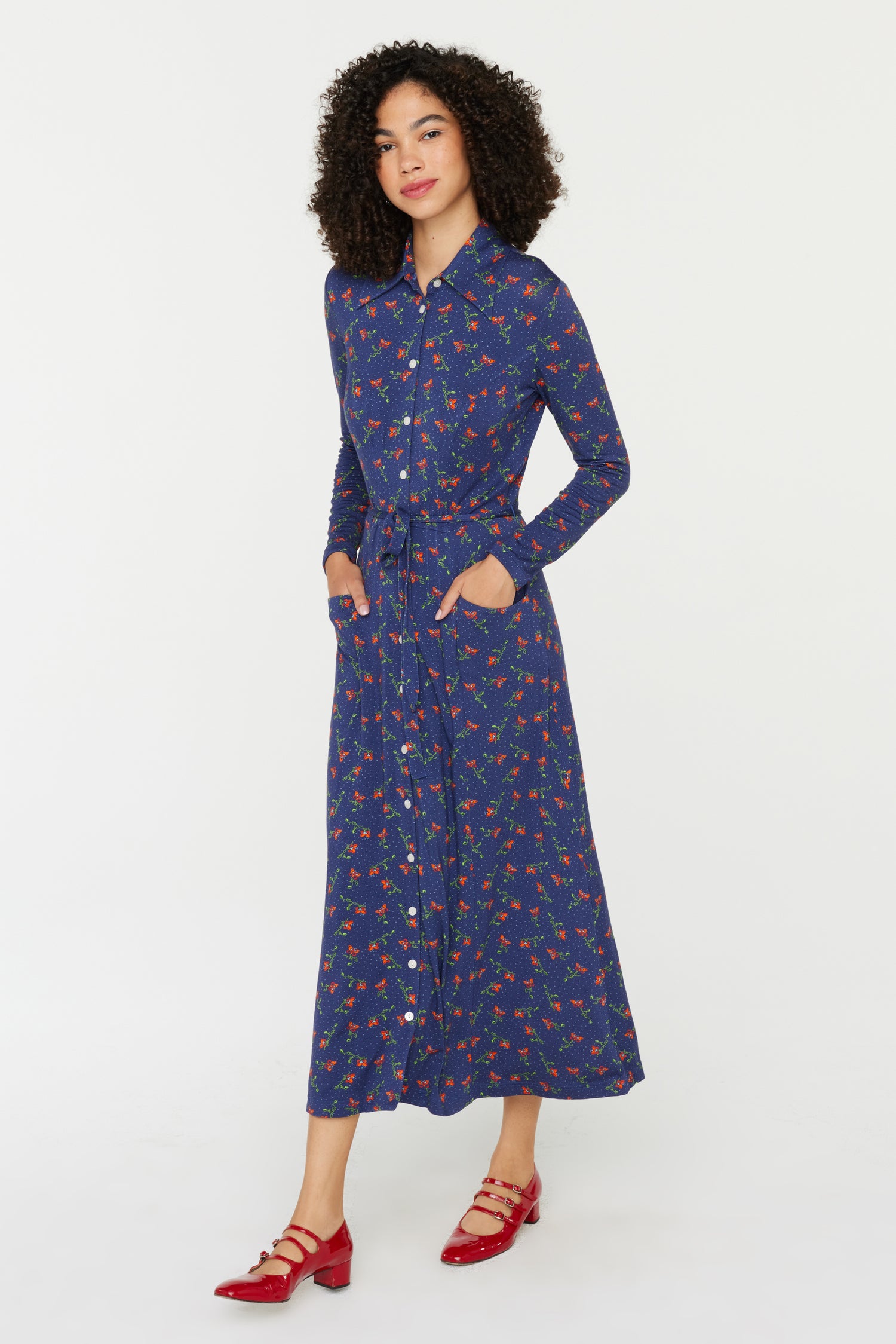 Ava Jersey Long Sleeve Dress - Butterfly Dot 10 / Butterfly Dot Ava Jersey Long Sleeve Dress - Butterfly Dot 10 / Butterfly Dot