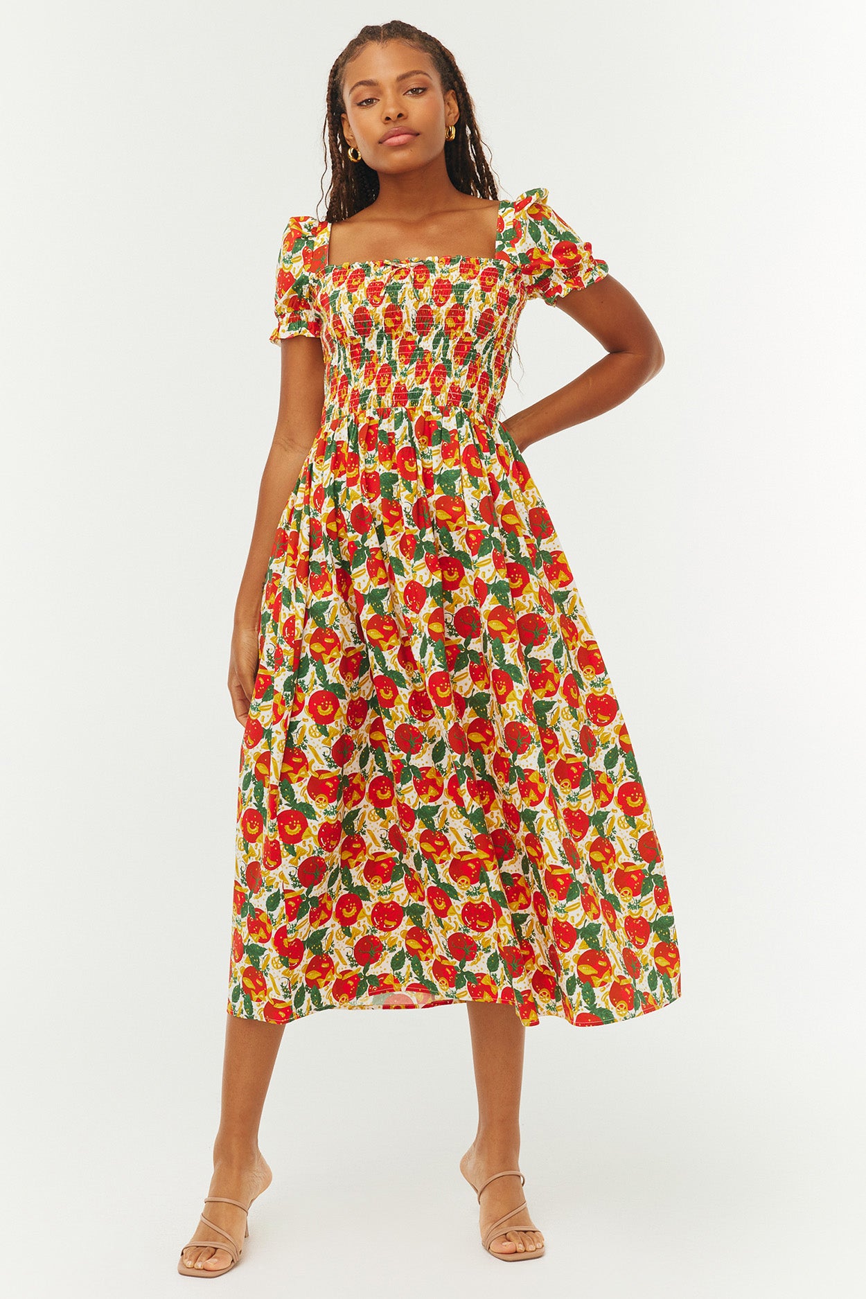 Cotton Smocked Fromer Dress - Pomodoro Pasta 0 / Pomodoro Pasta Cotton Smocked Fromer Dress - Pomodoro Pasta 0 / Pomodoro Pasta