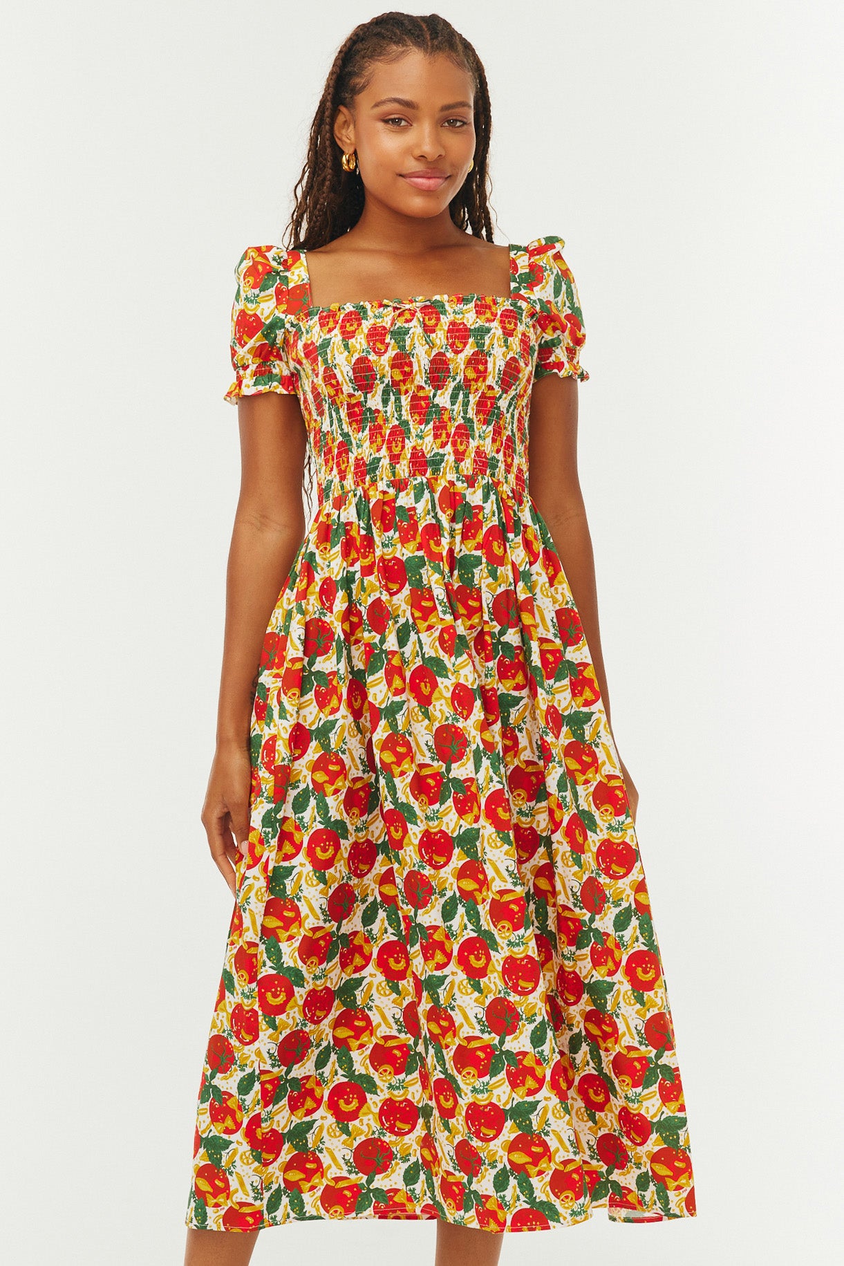 Cotton Smocked Fromer Dress - Pomodoro Pasta 0 / Pomodoro Pasta Cotton Smocked Fromer Dress - Pomodoro Pasta 0 / Pomodoro Pasta