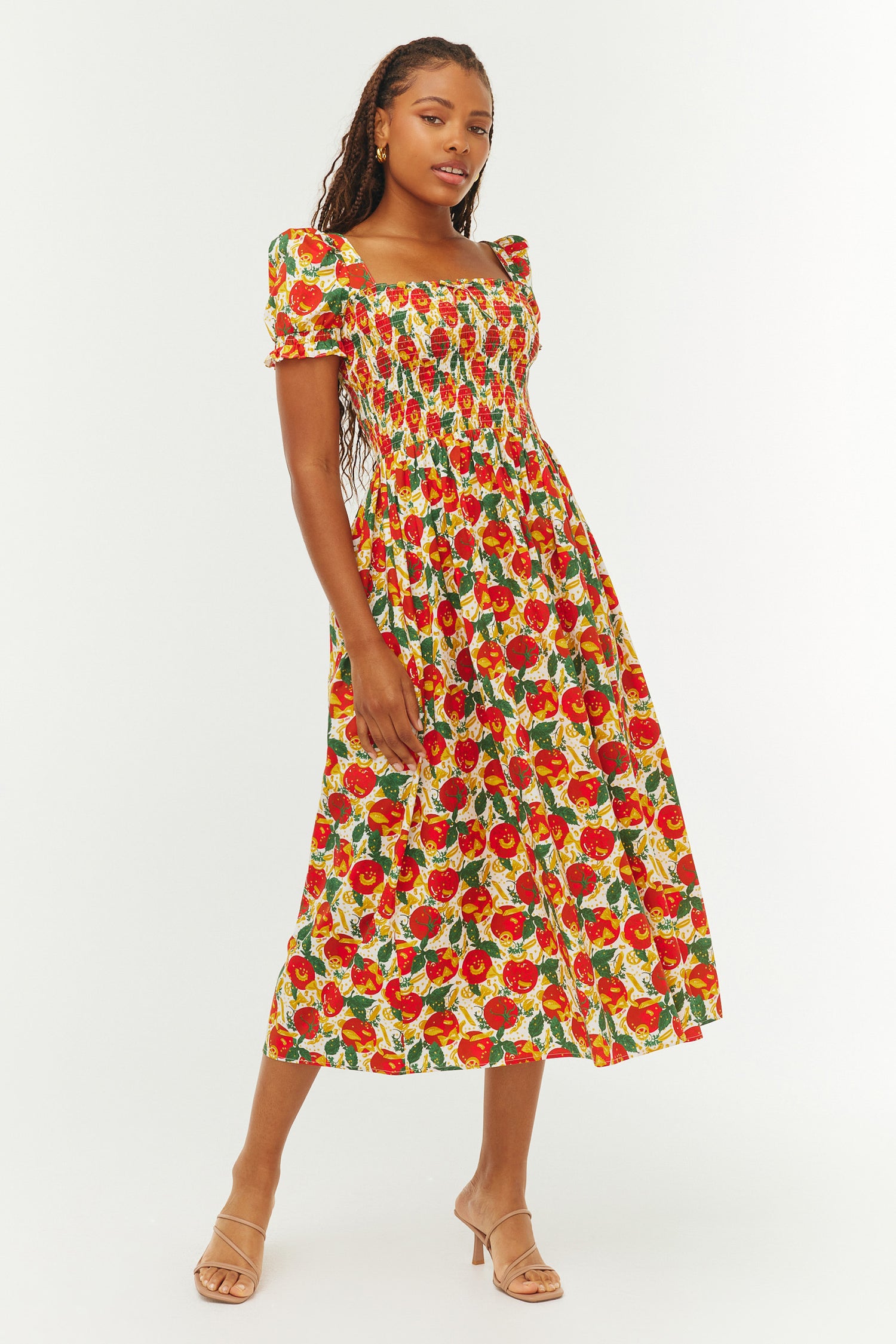 Cotton Smocked Fromer Dress - Pomodoro Pasta HVN Cotton Smocked Fromer Dress - Pomodoro Pasta HVN