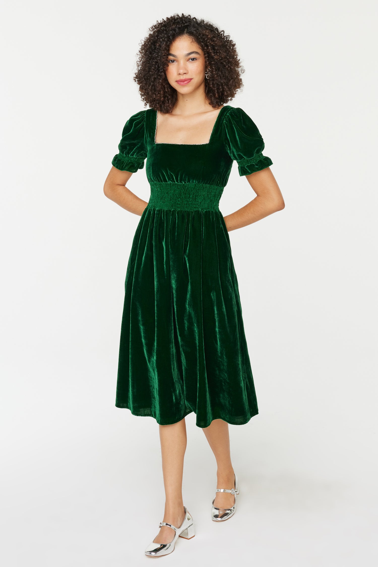 hill house green velvet dress The Hill House Akilah Nap Dress -