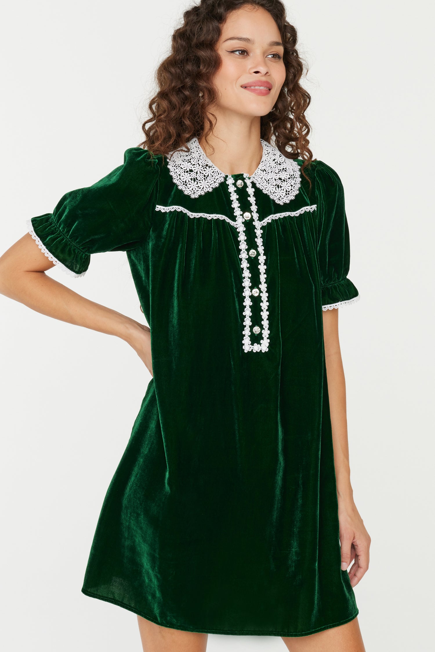 Silk Velvet Marie Mini Baby Doll Dress Silk Velvet Marie Mini Baby Doll Dress