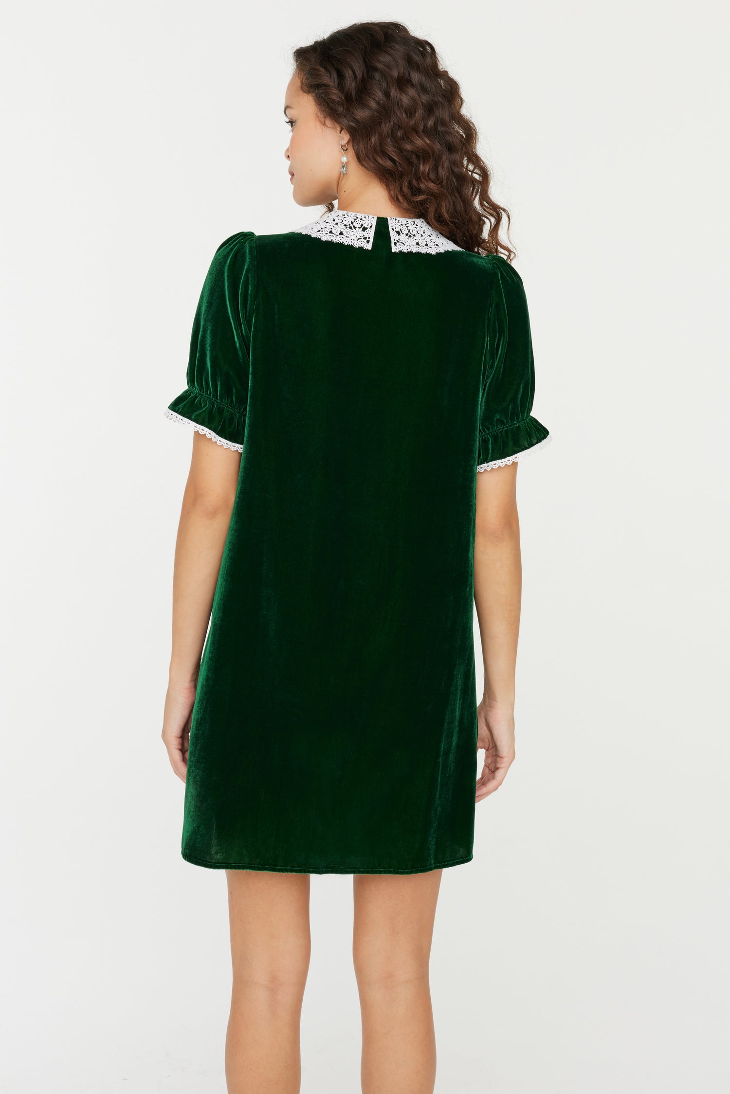 Silk Velvet Marie Mini Baby Doll Dress - Green HVN Silk Velvet Marie Mini Baby Doll Dress - Green HVN