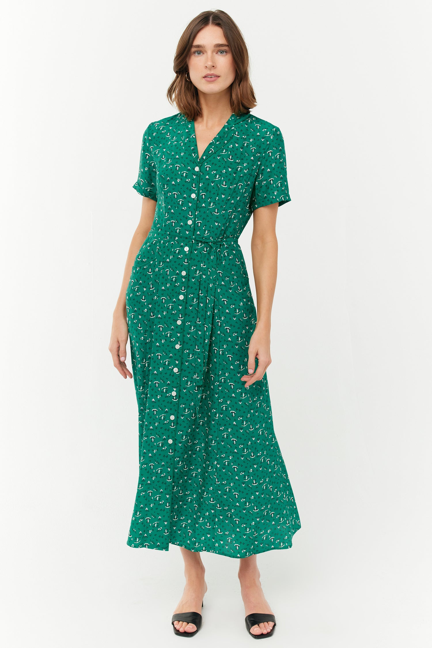 Long Maria Dress - Green Mushroom HVN Long Maria Dress - Green Mushroom HVN
