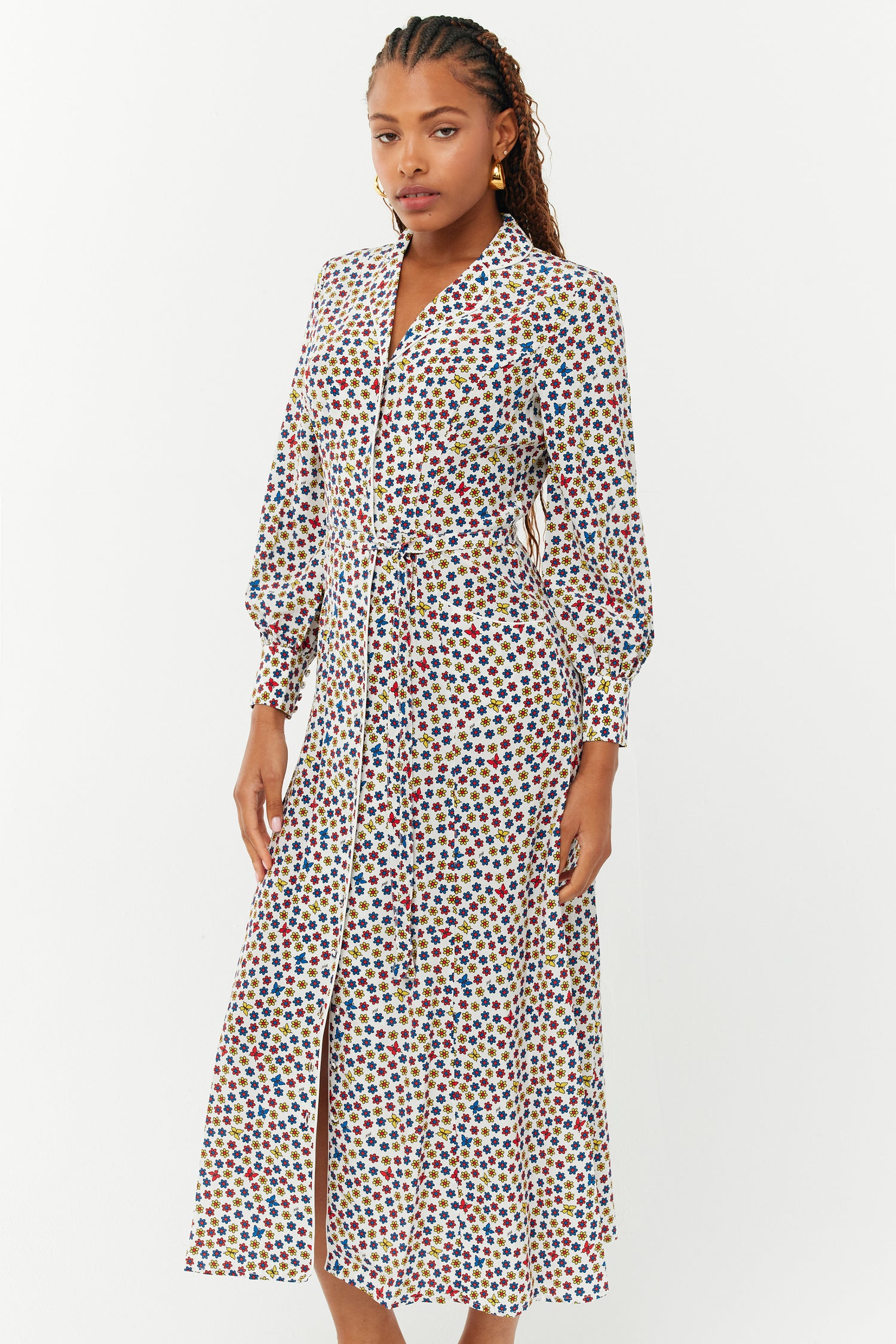 Sarah Crepe Long Sleeve Dress - Butterfly Floral 12 / Butterfly Floral Sarah Crepe Long Sleeve Dress - Butterfly Floral 12 / Butterfly Floral