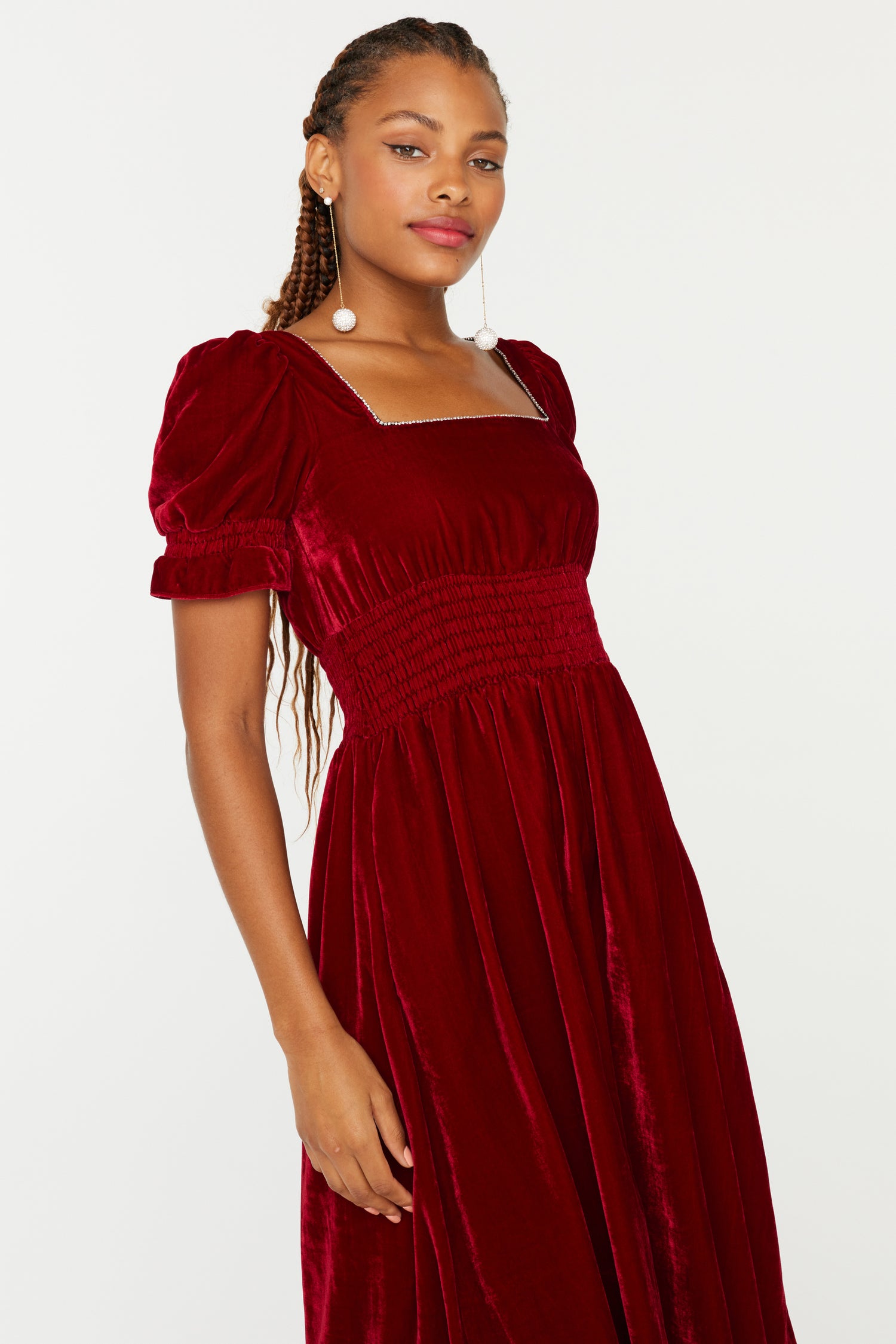 Smocked Holland Dress w. Rhinestone Smocked Holland Dress w. Rhinestone