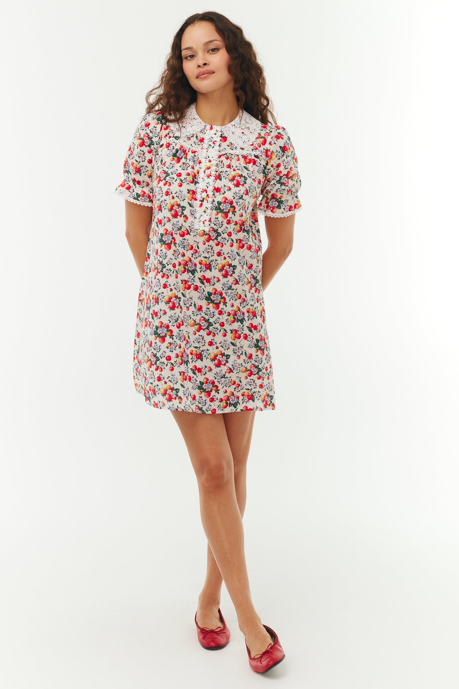short sleeve baby doll dress Red Puff Sleeve Babydoll Mini Dress
