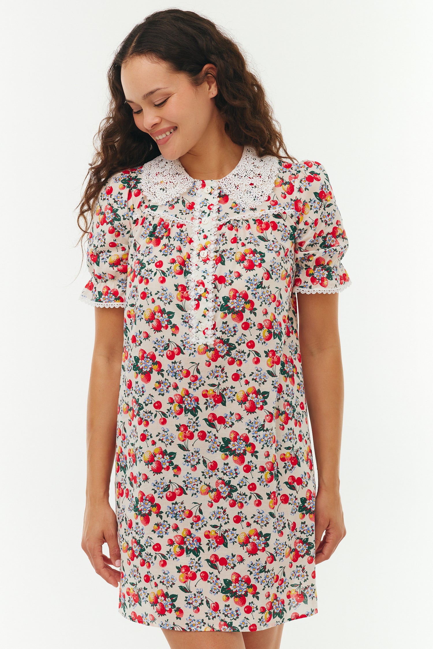 babydoll dress short sleeves Floral Print Color Block Short Sleeve Babydoll Dress w/ Neckline Ties