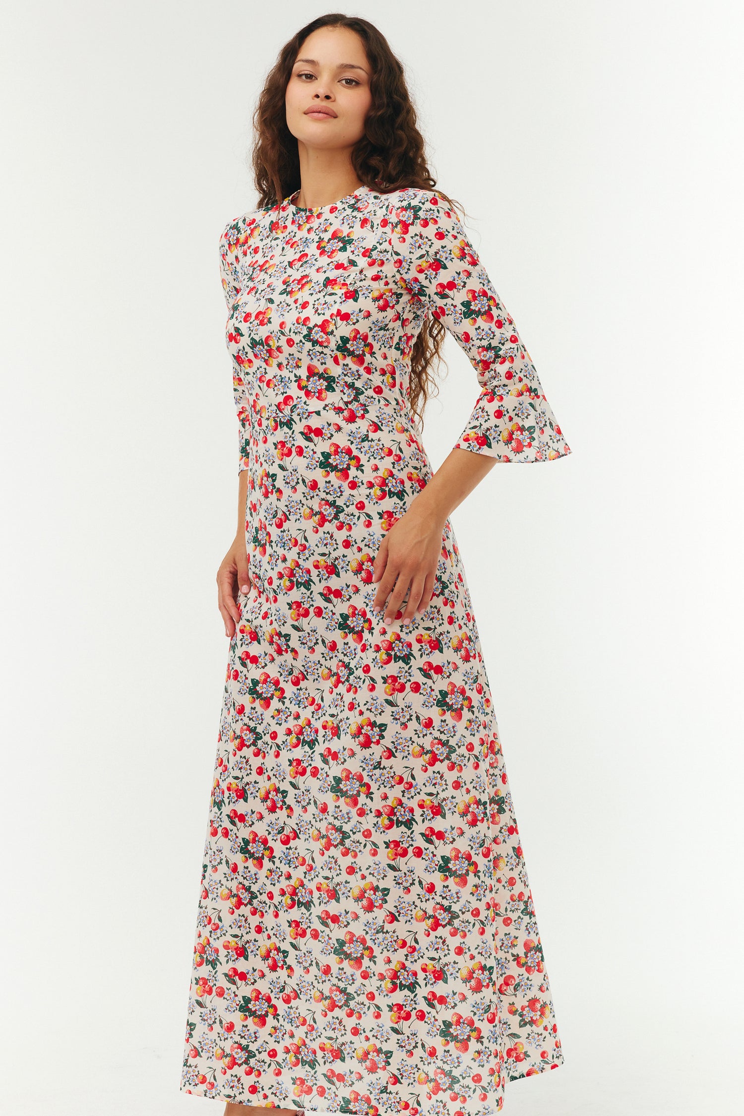 Long Ashley Cotton Voile Dress - Strawberry Cherry 2 / Strawberry Cherry Long Ashley Cotton Voile Dress - Strawberry Cherry 2 / Strawberry Cherry