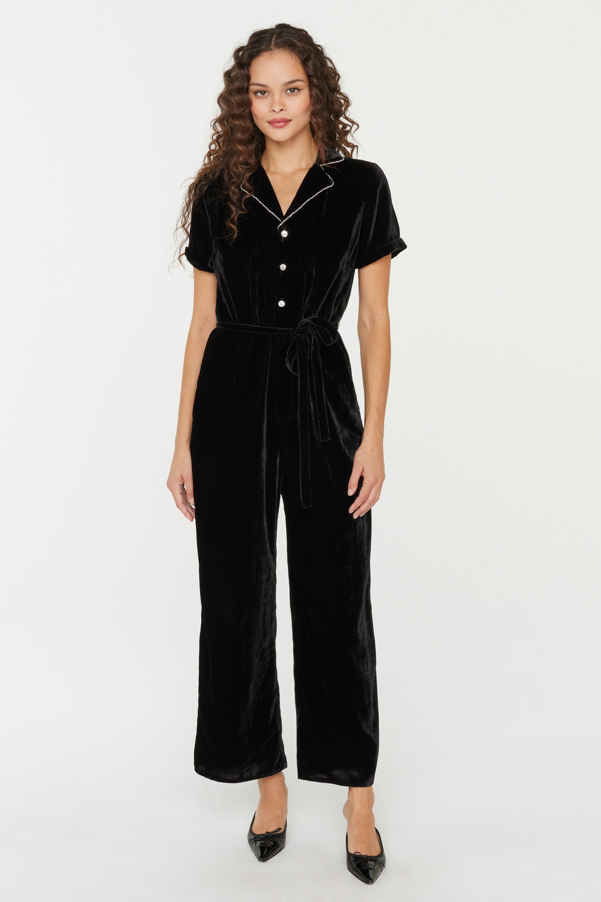 Short Sleeve Gia Jumpsuit - Black Velvet – HVN