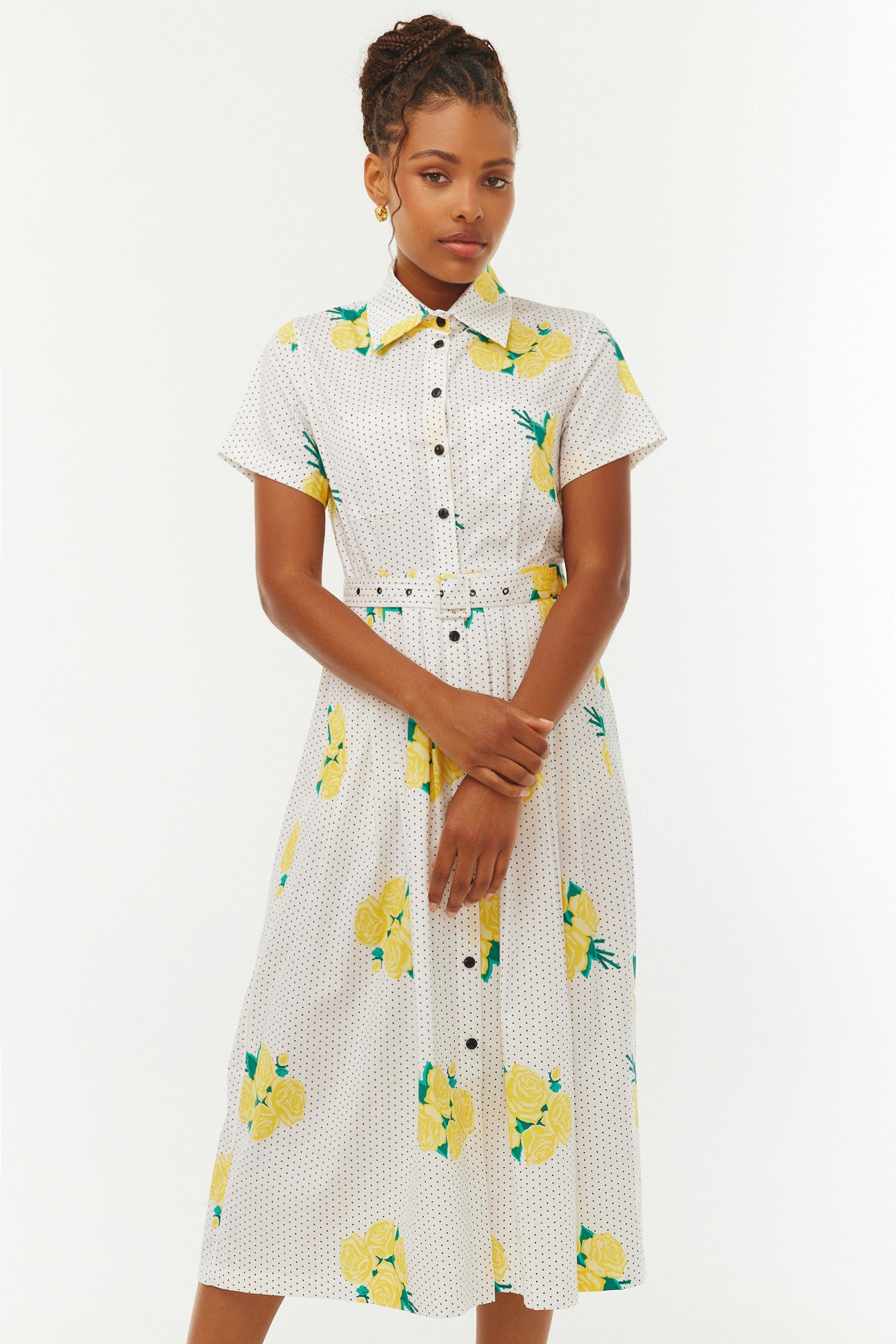 Kristin Cotton Button Down Dress - Polka Dot Rose 2 / Polka Dot Rose Kristin Cotton Button Down Dress - Polka Dot Rose 2 / Polka Dot Rose