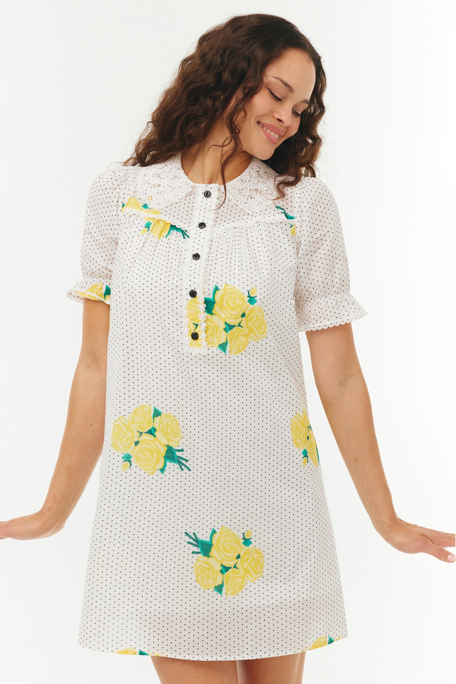 Marie Mini Baby Doll Dress - Polka Dot Rose 6 / Polka Dot Rose Marie Mini Baby Doll Dress - Polka Dot Rose 6 / Polka Dot Rose
