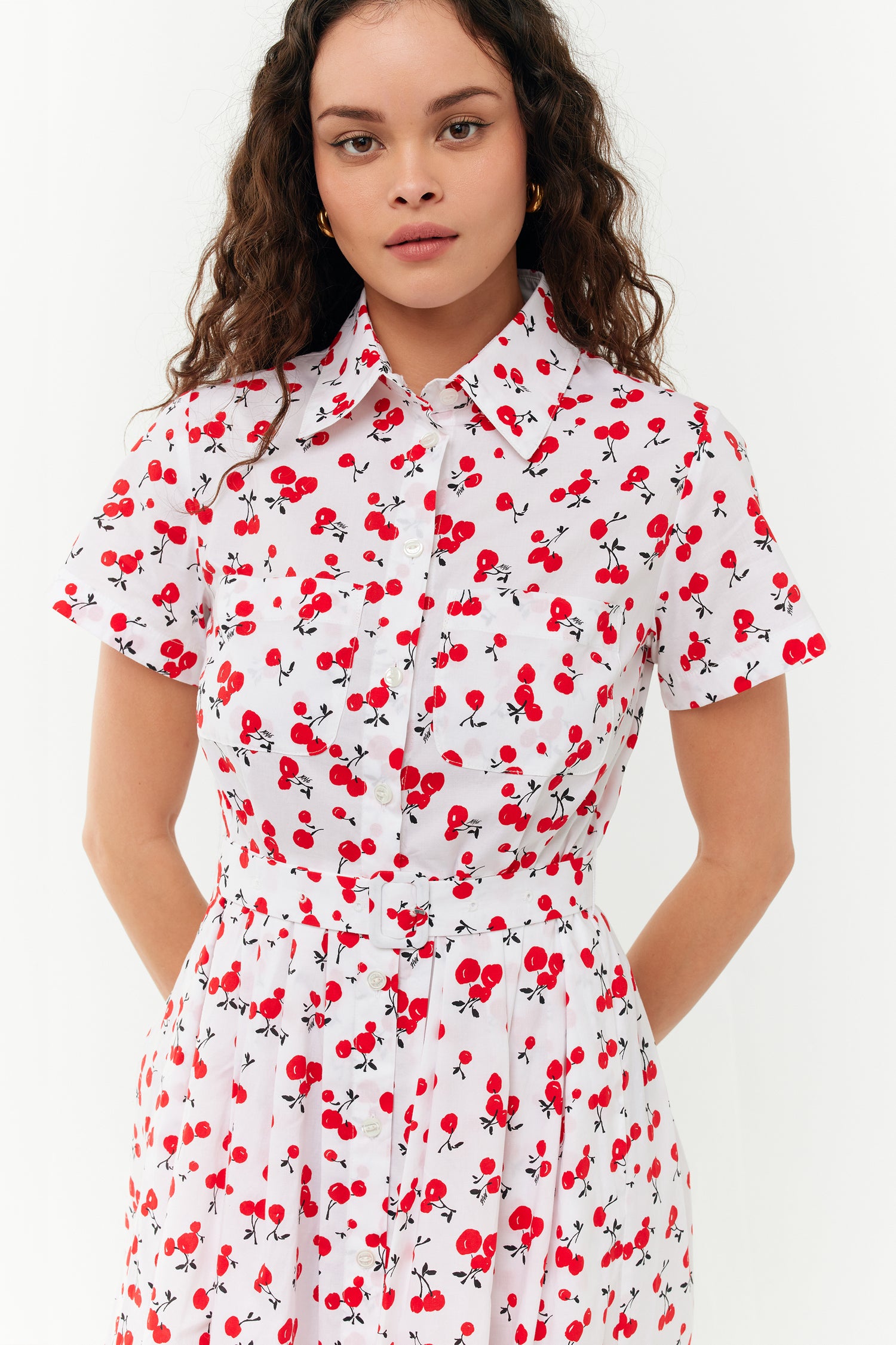 cotton on cherry dress White Cotton Cherry Embroidered Dress - Mini Dresses