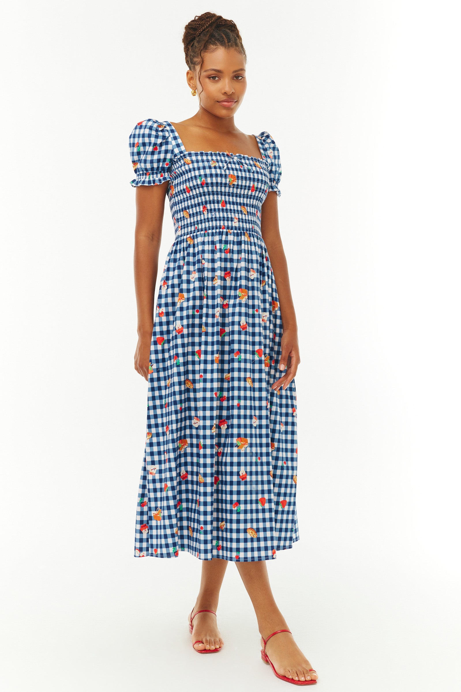 Cotton Smocked Fromer Dress - Navy Gingham Picnic – HVN
