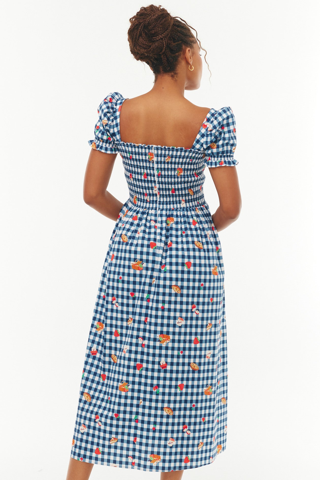 Cotton Smocked Fromer Dress - Navy Gingham Picnic – HVN