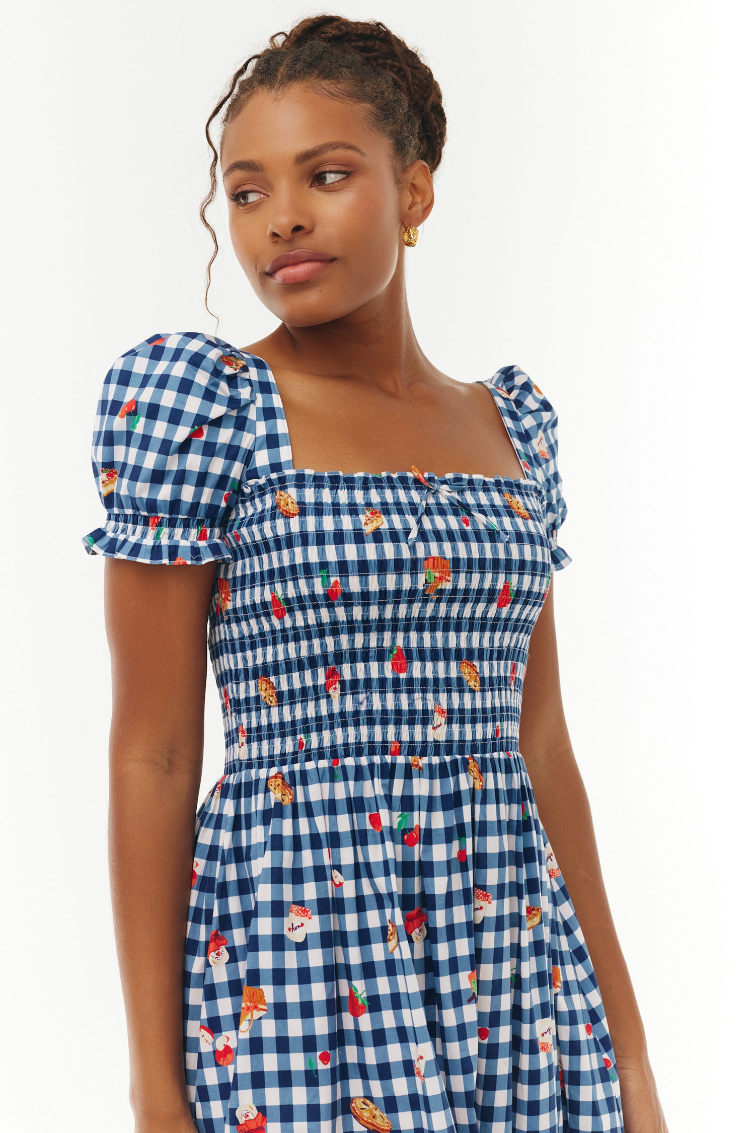 Cotton Smocked Fromer Dress - Navy Gingham Picnic HVN Cotton Smocked Fromer Dress - Navy Gingham Picnic HVN
