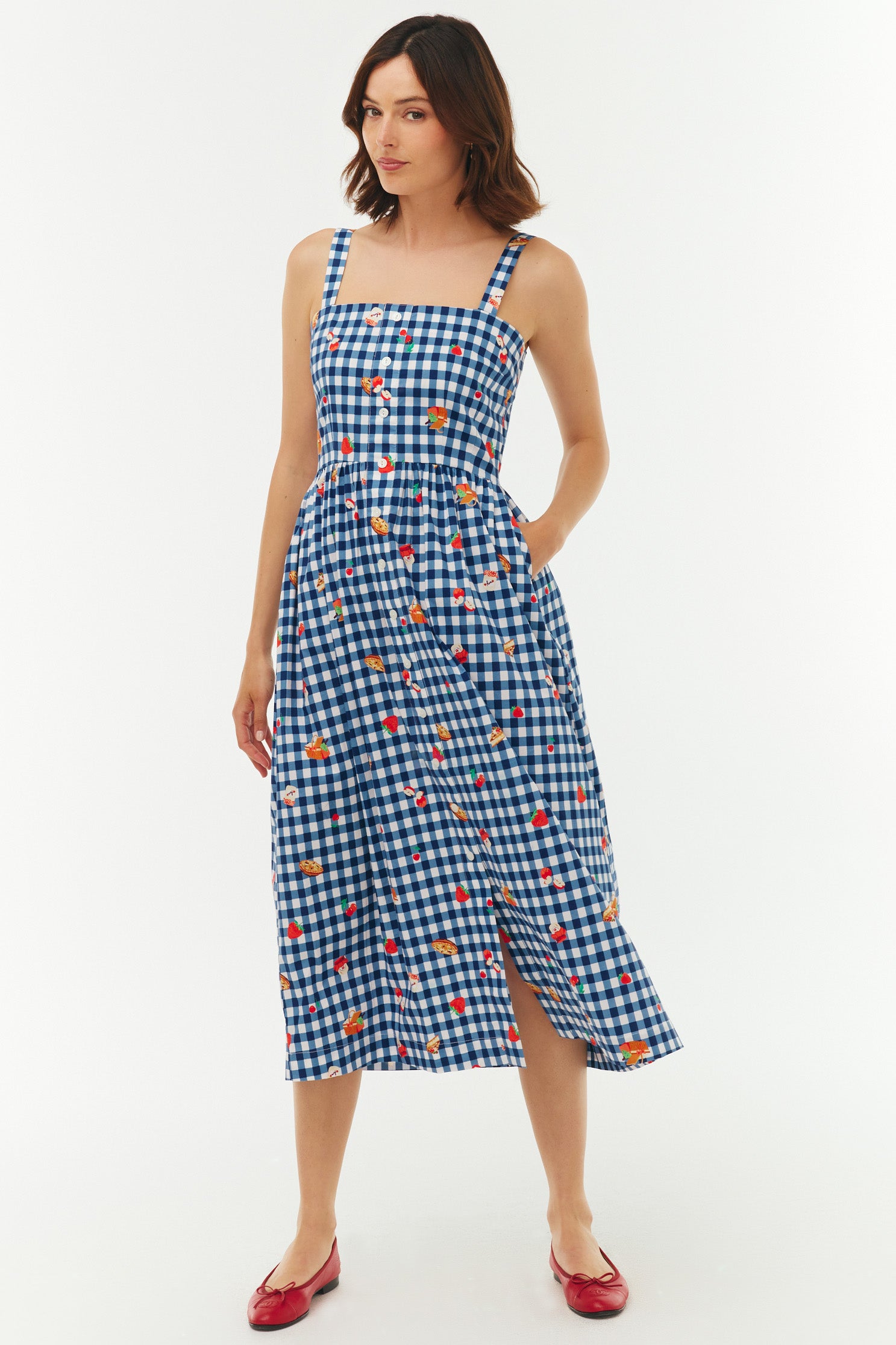 navy blue gingham dress Long Laura Size:Us Size 20W Long Black Layered Lace blacktiebmd 37” bust Model is