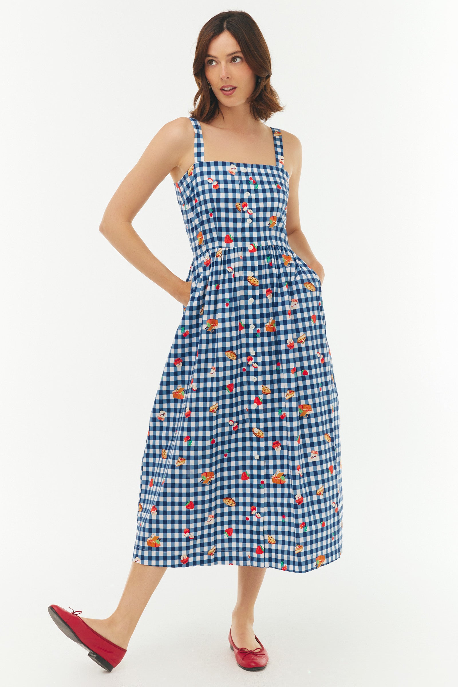 Long Laura Dress - Navy Gingham Picnic – HVN