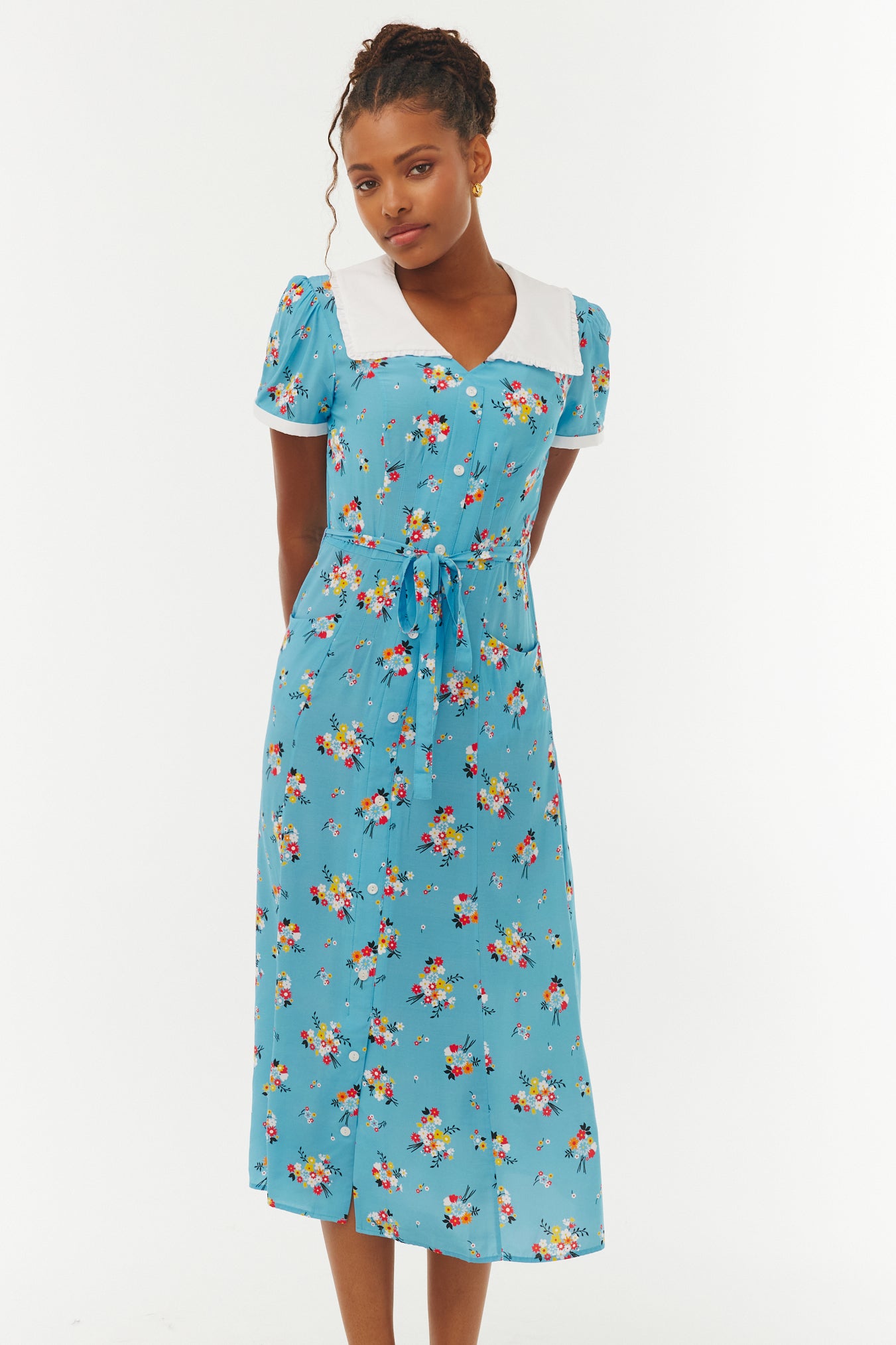 Embroidered Marina Collar Dress