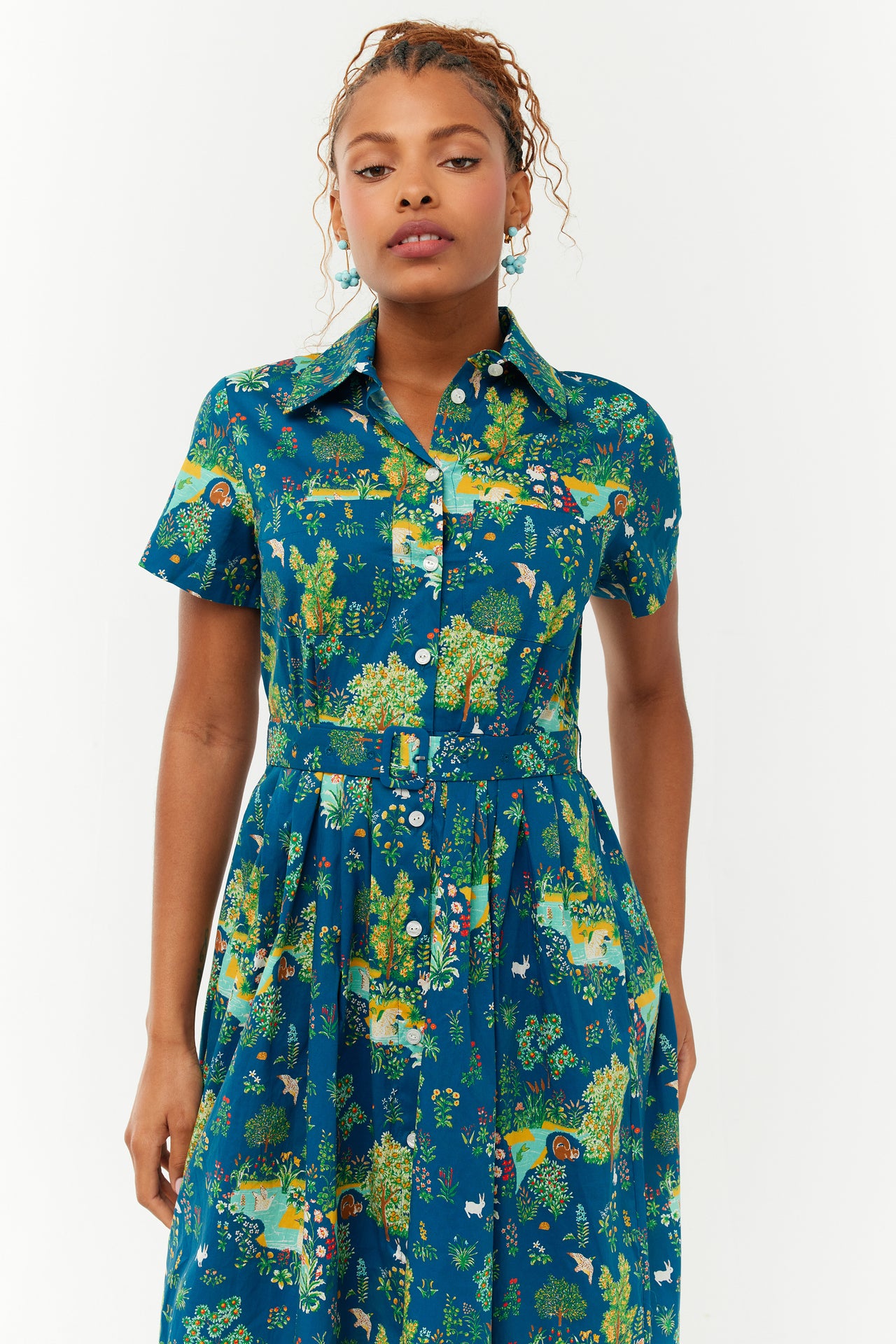 Kristin Cotton Button Down Dress - Garden Scene – HVN