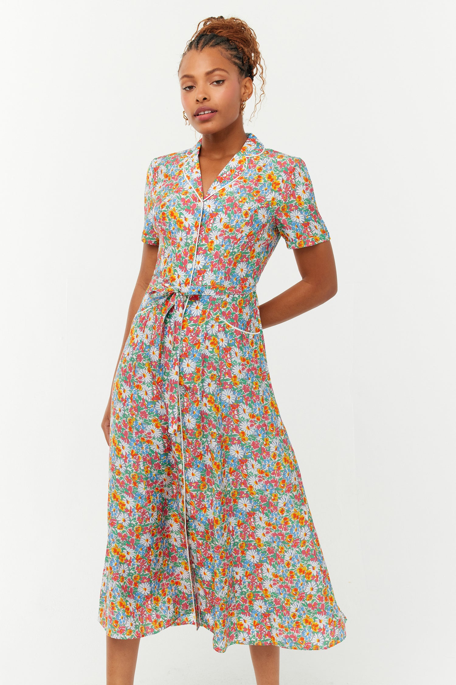 Long Maria Dress - Bright Floral 4 / Bright Floral Long Maria Dress - Bright Floral 4 / Bright Floral