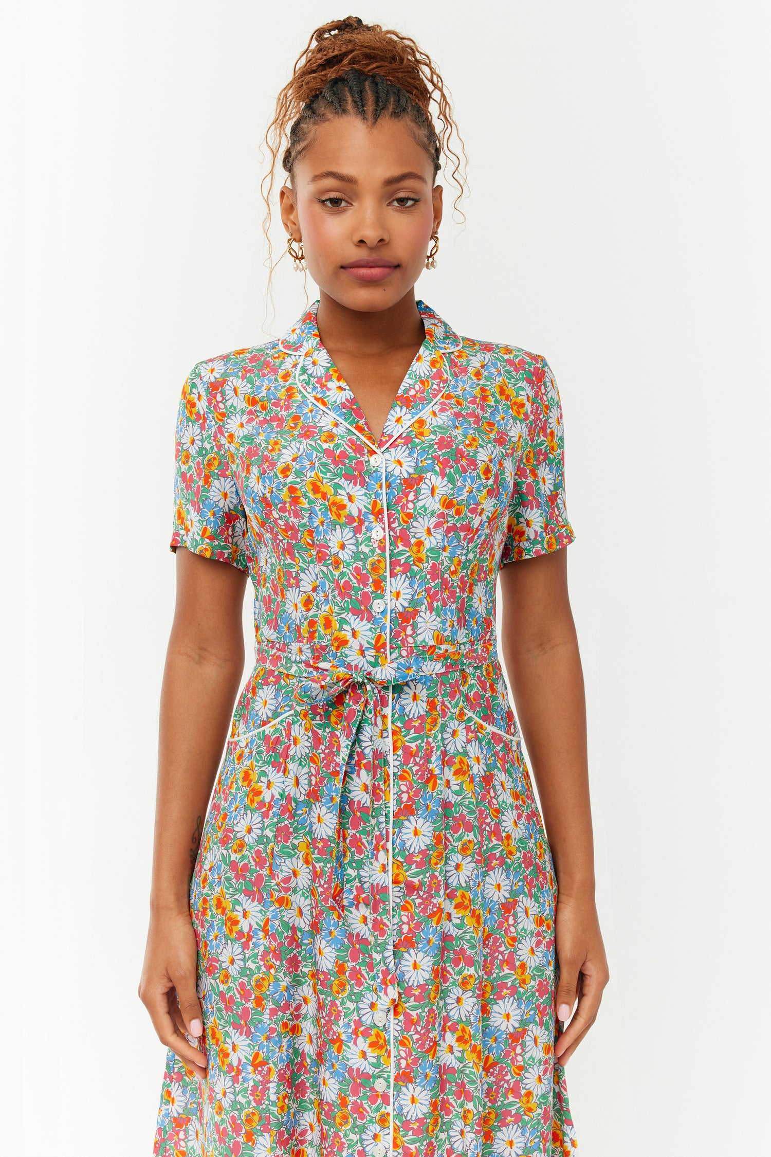 Long Maria Dress - Bright Floral 4 / Bright Floral Long Maria Dress - Bright Floral 4 / Bright Floral