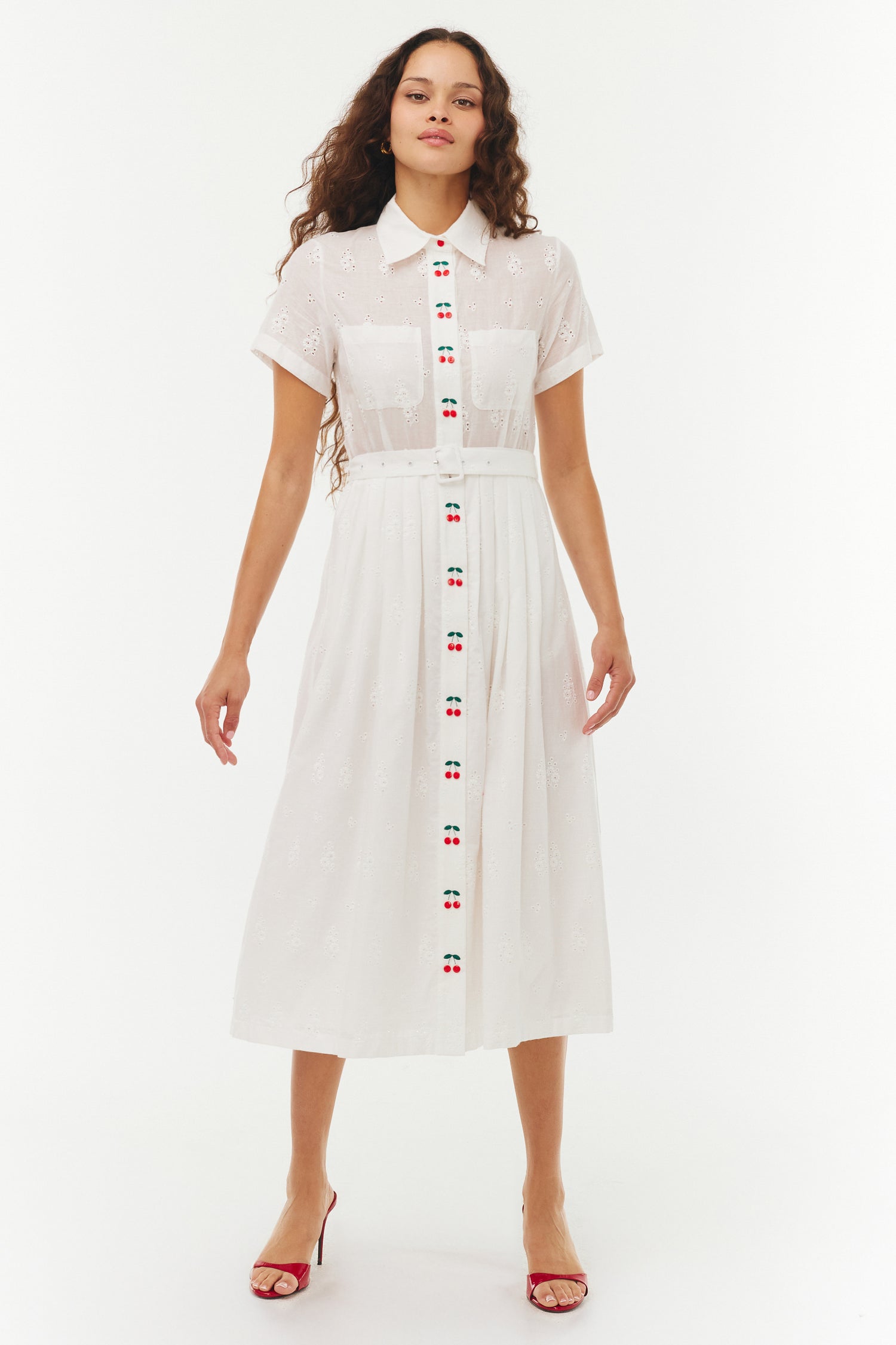 Kristin Cotton Button Down Dress - Strawberry Cherry 6 / Strawberry Cherry Kristin Cotton Button Down Dress - Strawberry Cherry 6 / Strawberry Cherry
