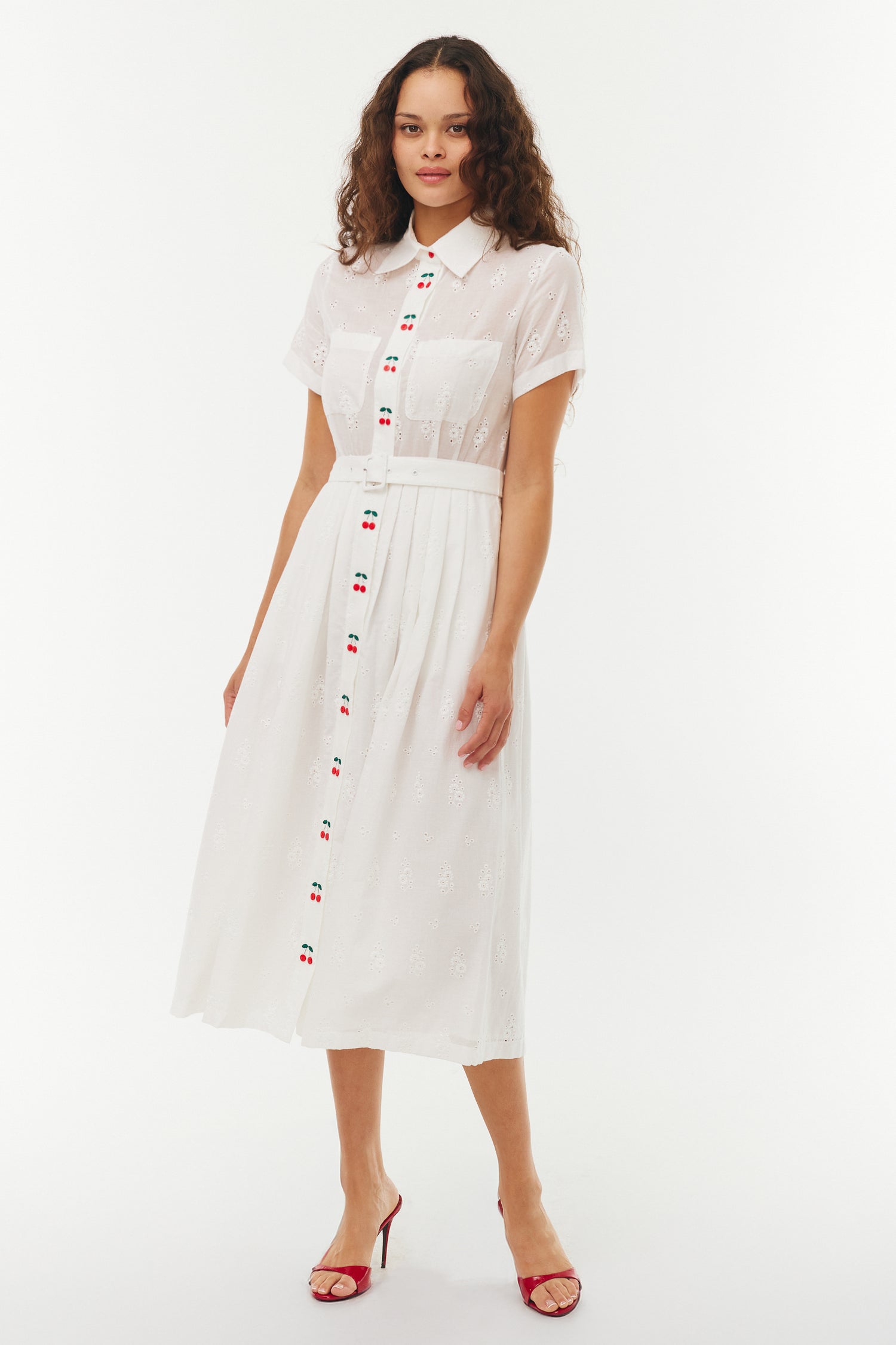 Kristin Eyelet Cotton Button Down Dress