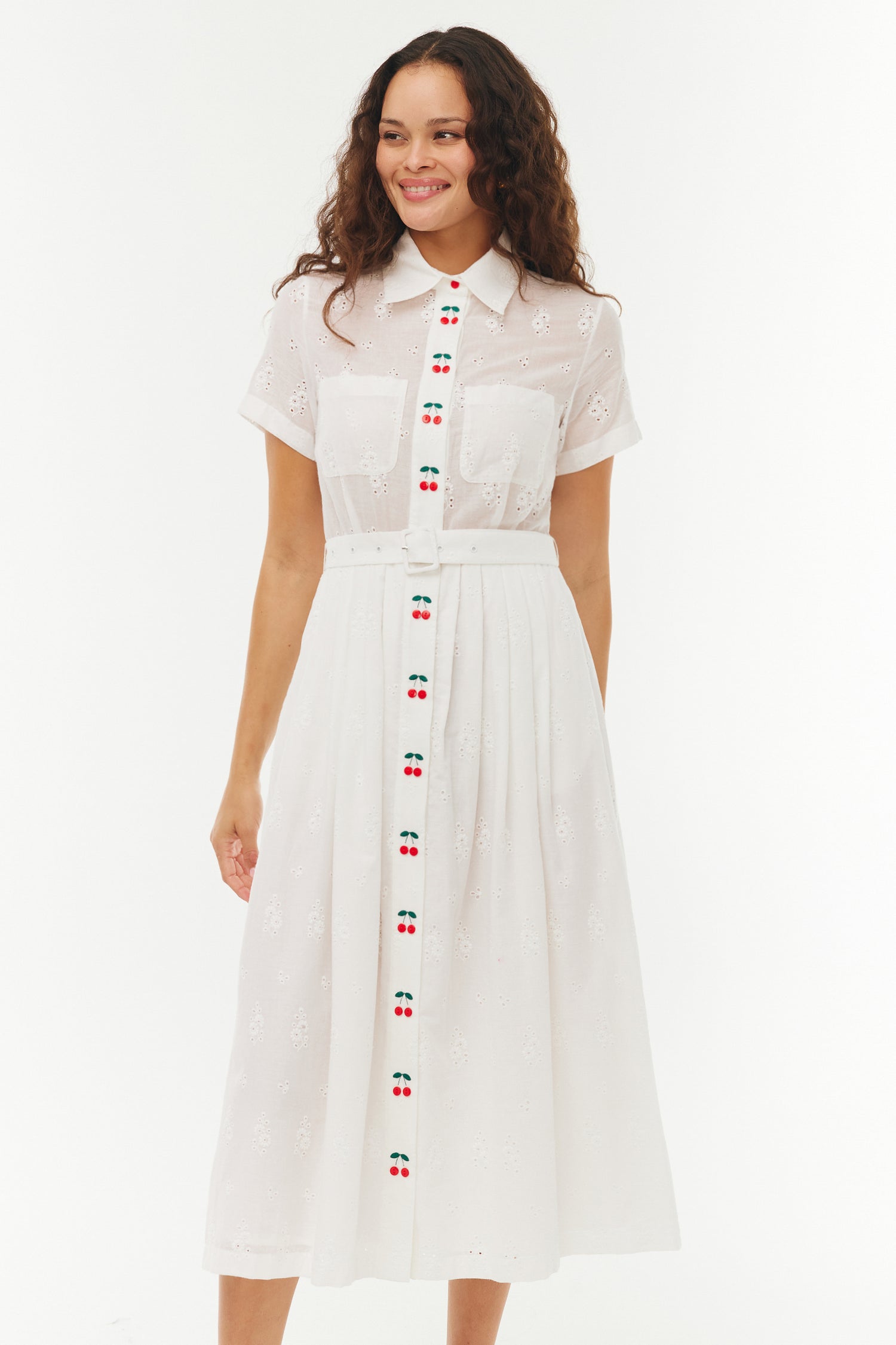 Kristin Eyelet Cotton Button Down Dress