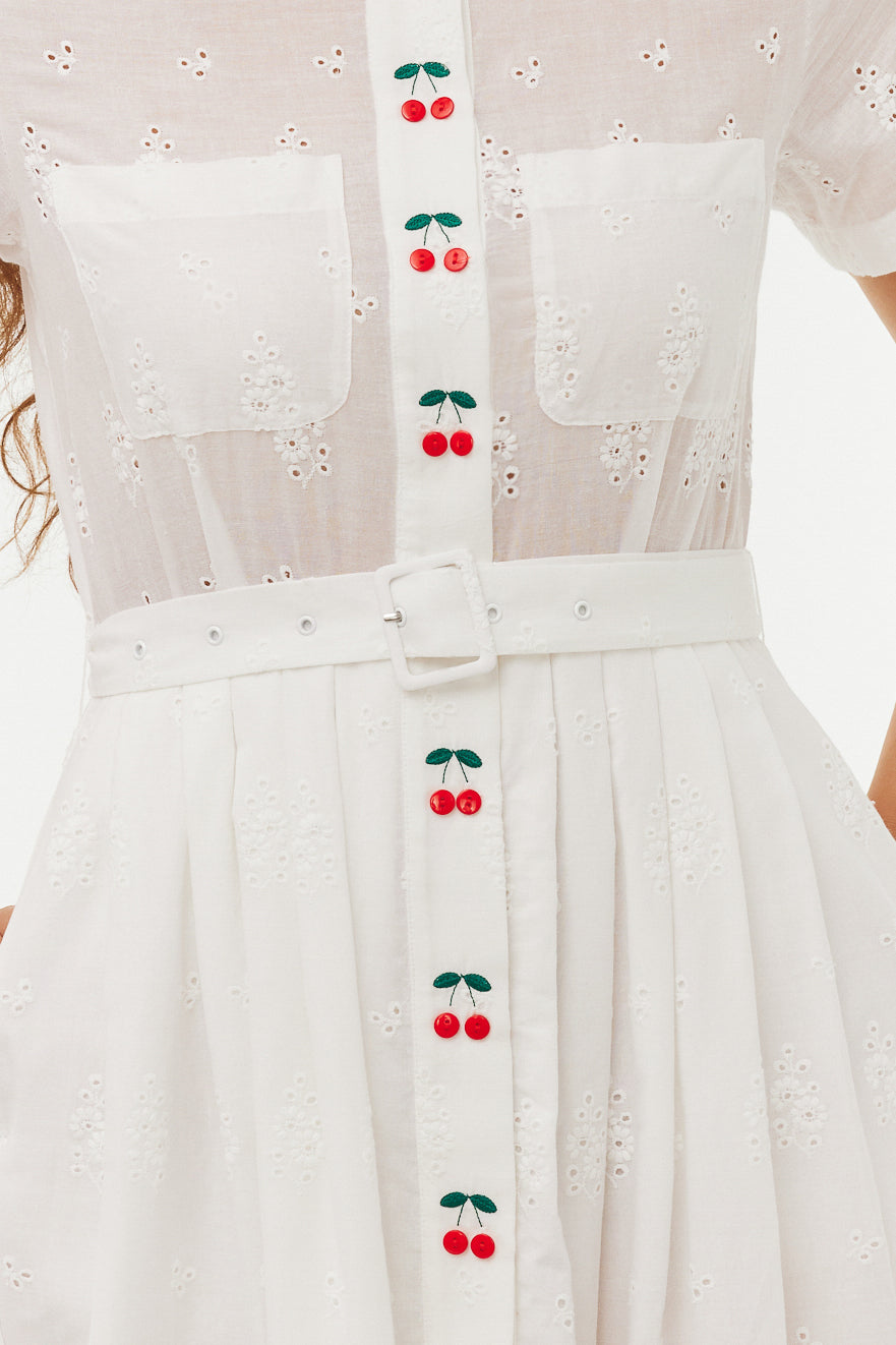 Kristin Eyelet Cotton Button Down Dress