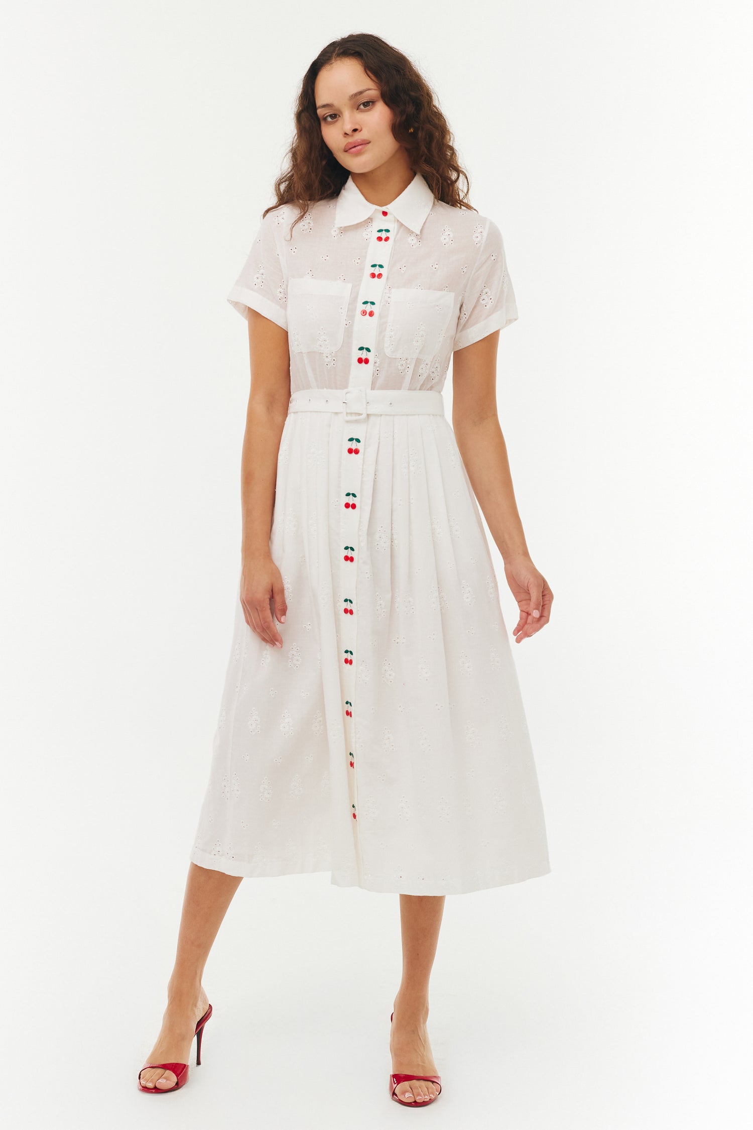 Kristin Cotton Button Down Dress - Strawberry Cherry 6 / Strawberry Cherry Kristin Cotton Button Down Dress - Strawberry Cherry 6 / Strawberry Cherry