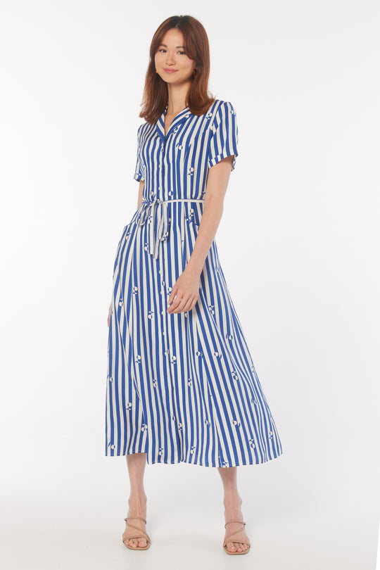 Long Maria Dress - Blue Umbrella Stripe – HVN