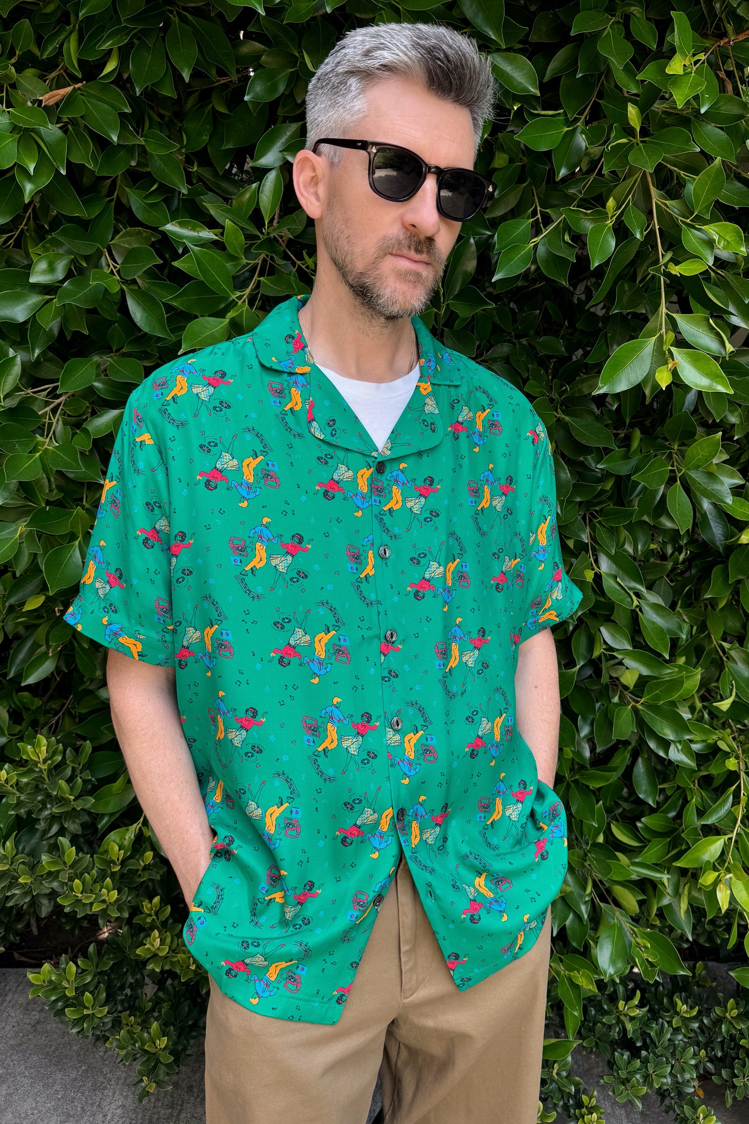 Silk Ross Shirt M / Green Dancer